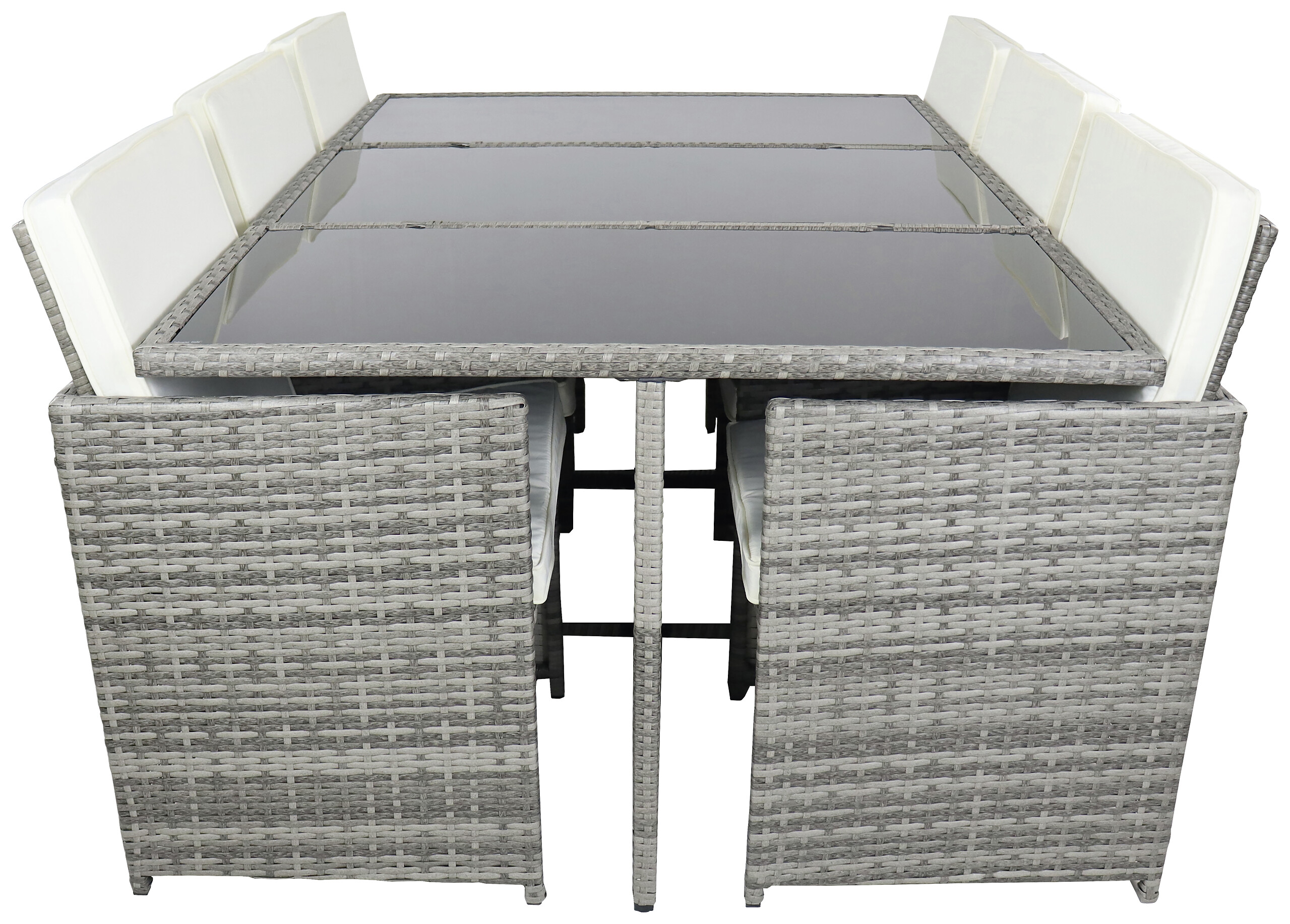 VCM Gartensitzgruppe Raloso grau Rattan B/H/L: ca. 170x74x110 cm