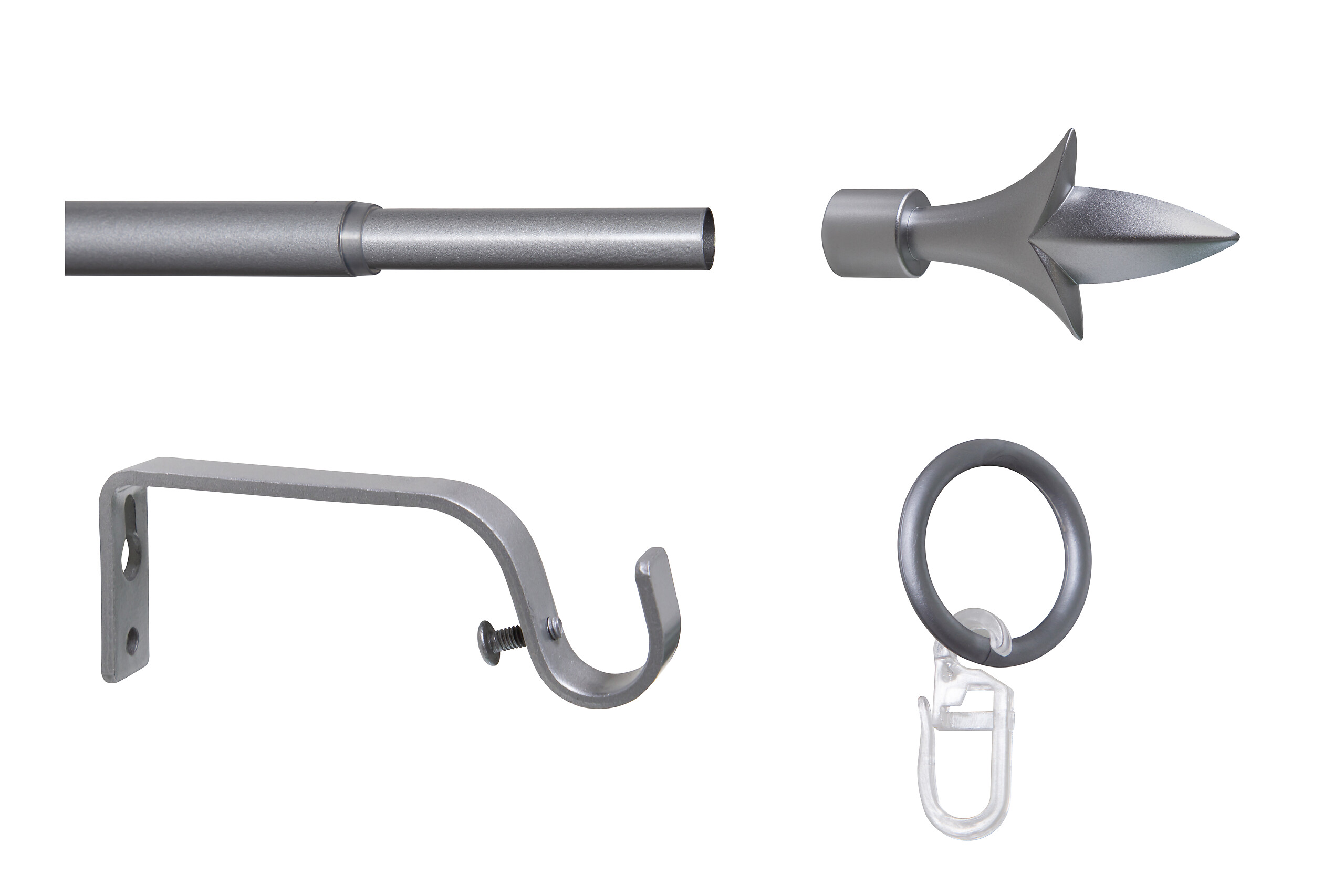 Gardinenstange silber Aluminium ausziehbar von ca. 130 bis 240 cm 1.0 Läufe