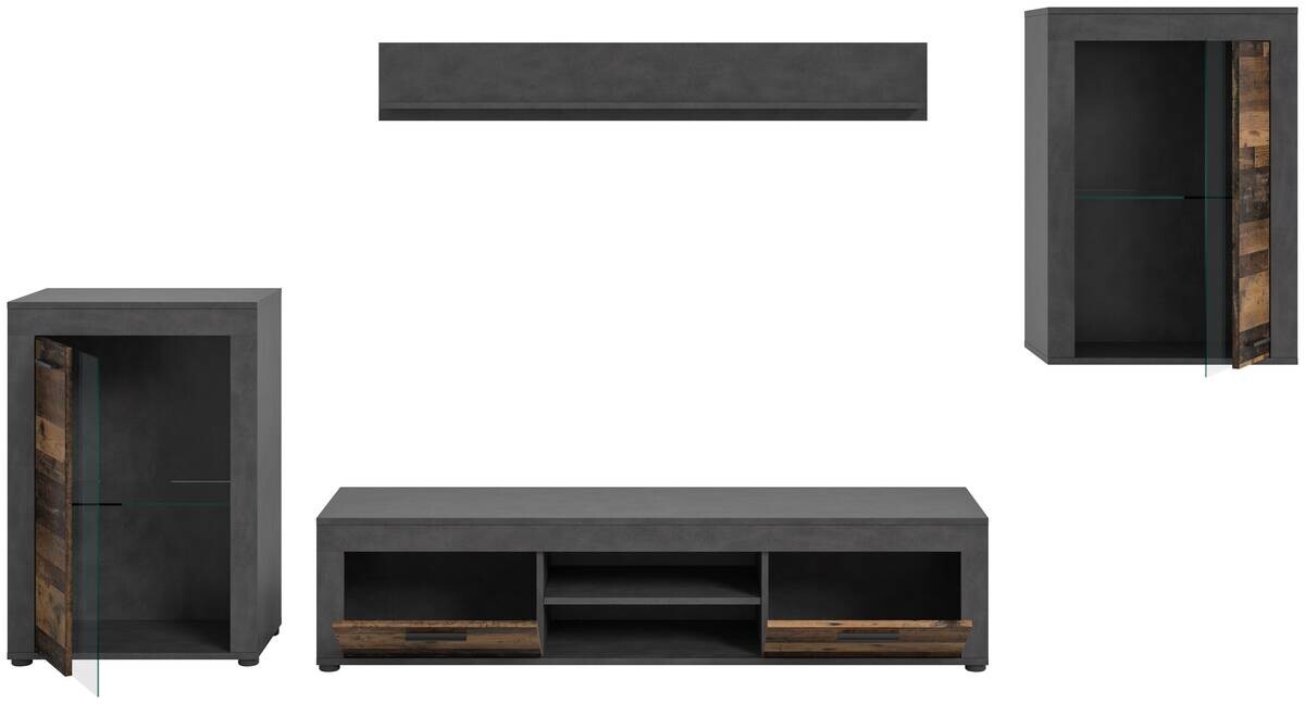 Wohnwand Jam Matera Nachbildung Old Wood Nachbildung B/H/T: ca. 169x310x35 cm