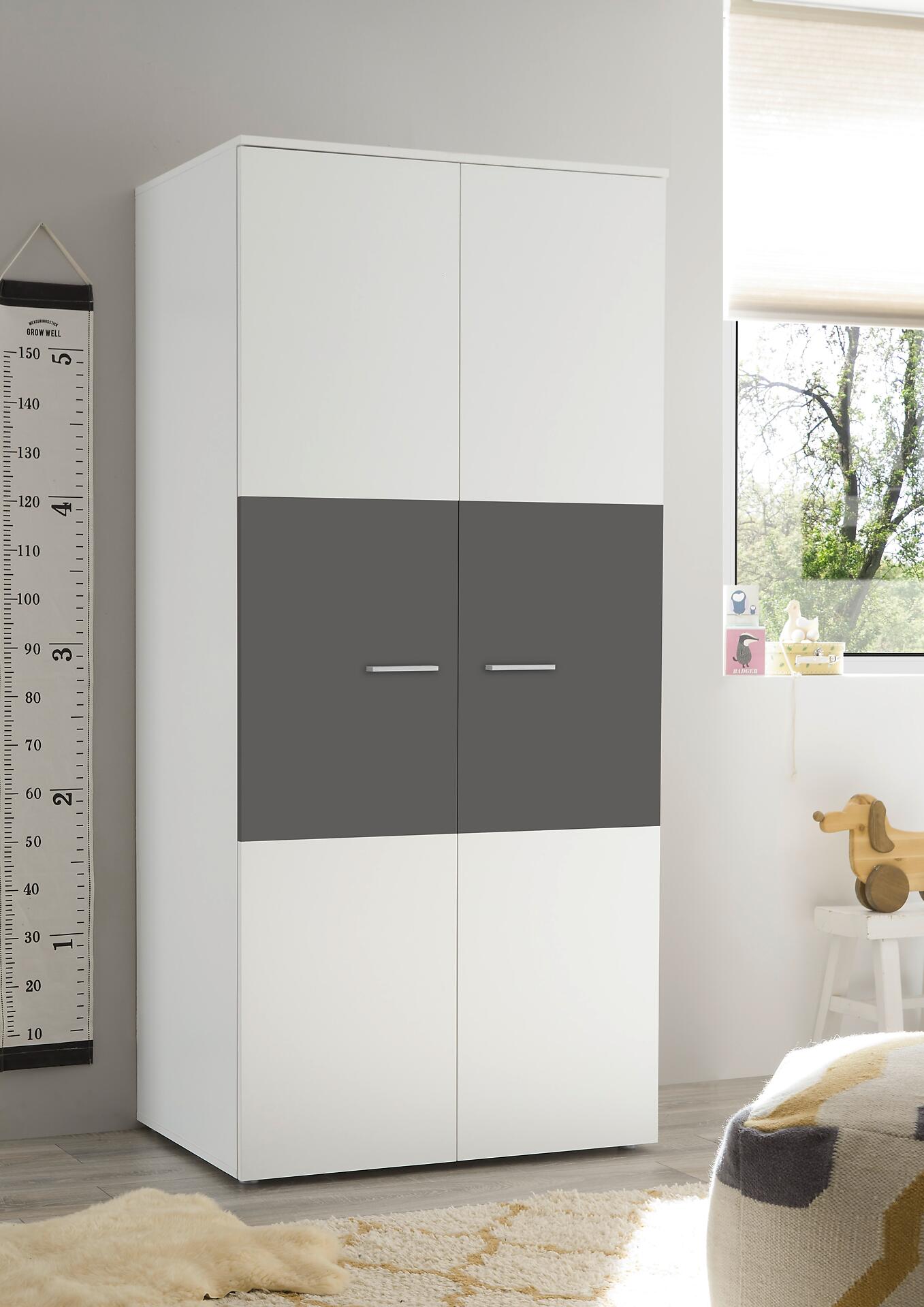 Kleiderschrank Alex weiß Graphit B/H/T: ca. 90x195x60 cm Kleiderschrank Alex weiß Graphit B/H/T: ca. 90x195x60 cm