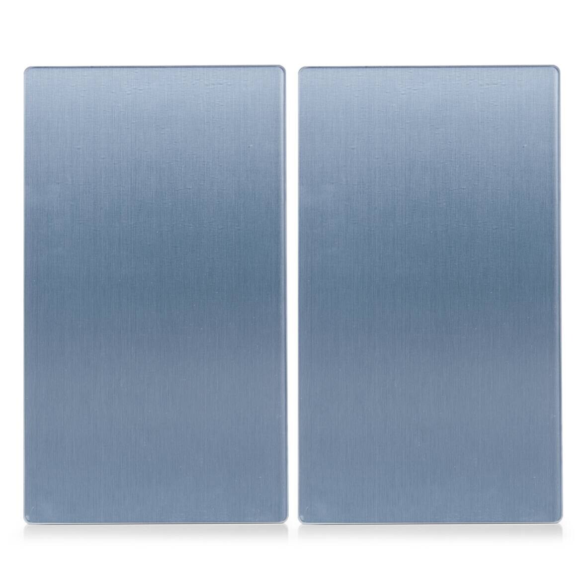 Zeller Herd-/Schneideabdeckplatten-Set Metall silber Glas B/H/L: ca. 30x0,8x52 cm