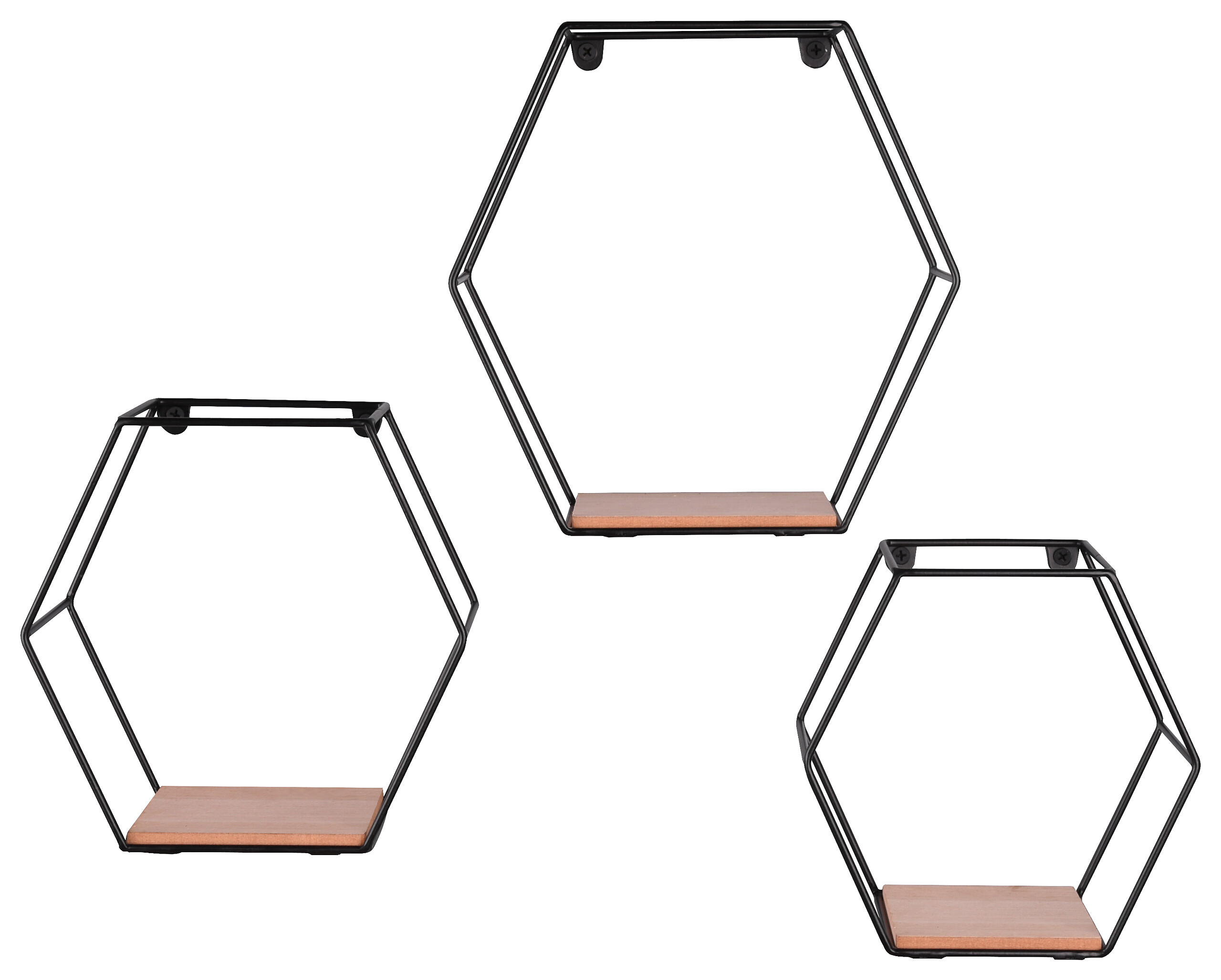 Wandregal CHIARA, 3-teilig schwarz B/H/T: ca. 22x22x11 cm