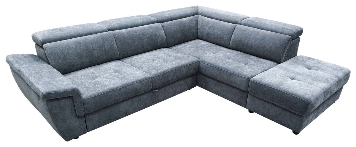 Ecksofa mit Bettfunktion und Bettkasten blaugrau Flachgewebe B/H/T: ca. 267x75x238 cm