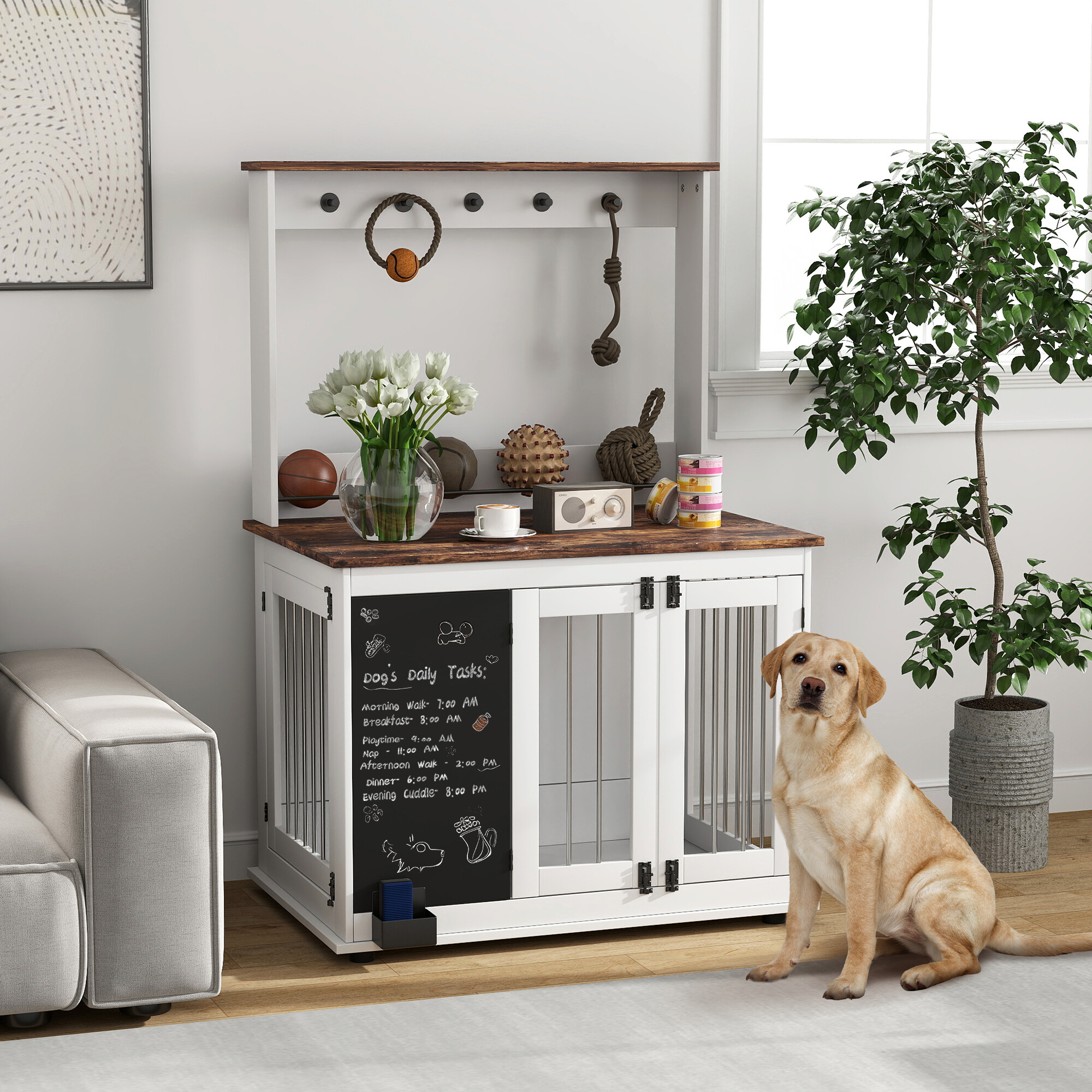 PawHut Hundekäfig weiß Stahl B/H/L: ca. 65x150x98 cm