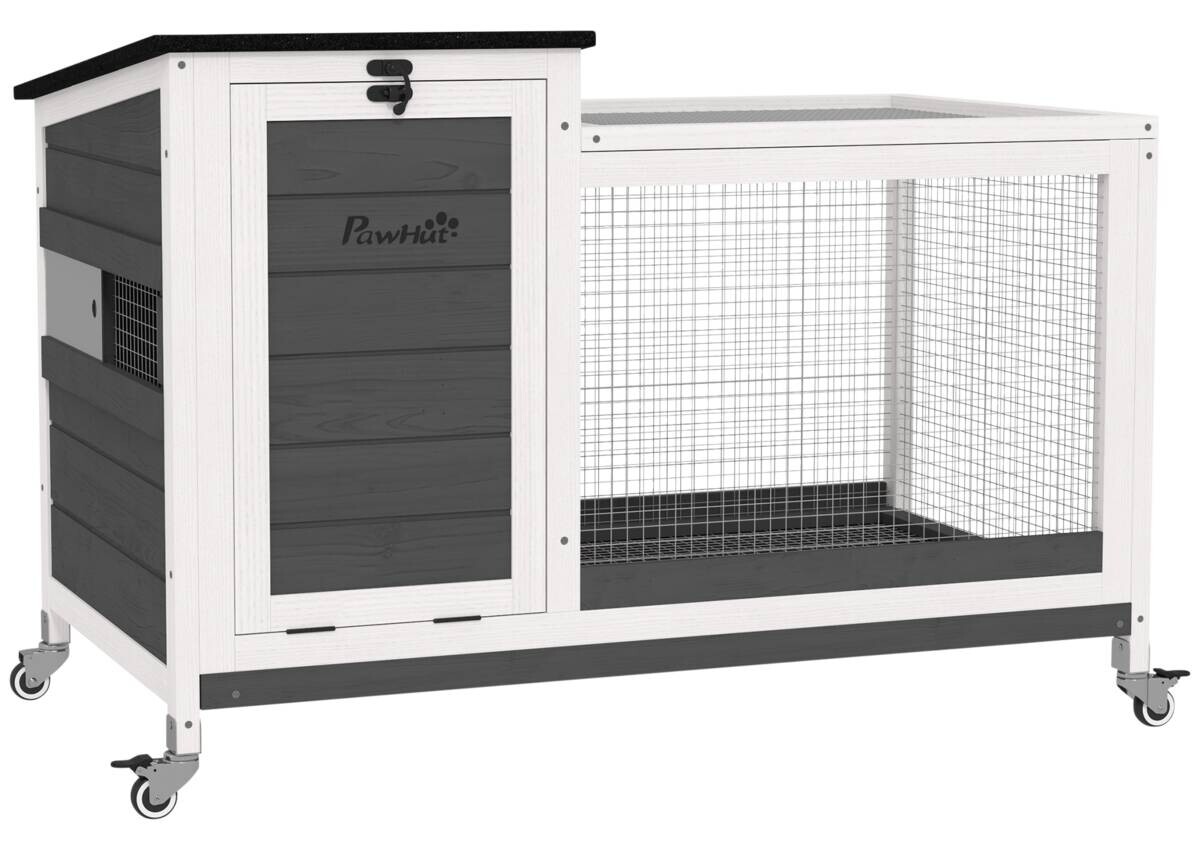 PawHut Kaninchenstall dunkelgrau Stahl B/H/L: ca. 52x67x92 cm