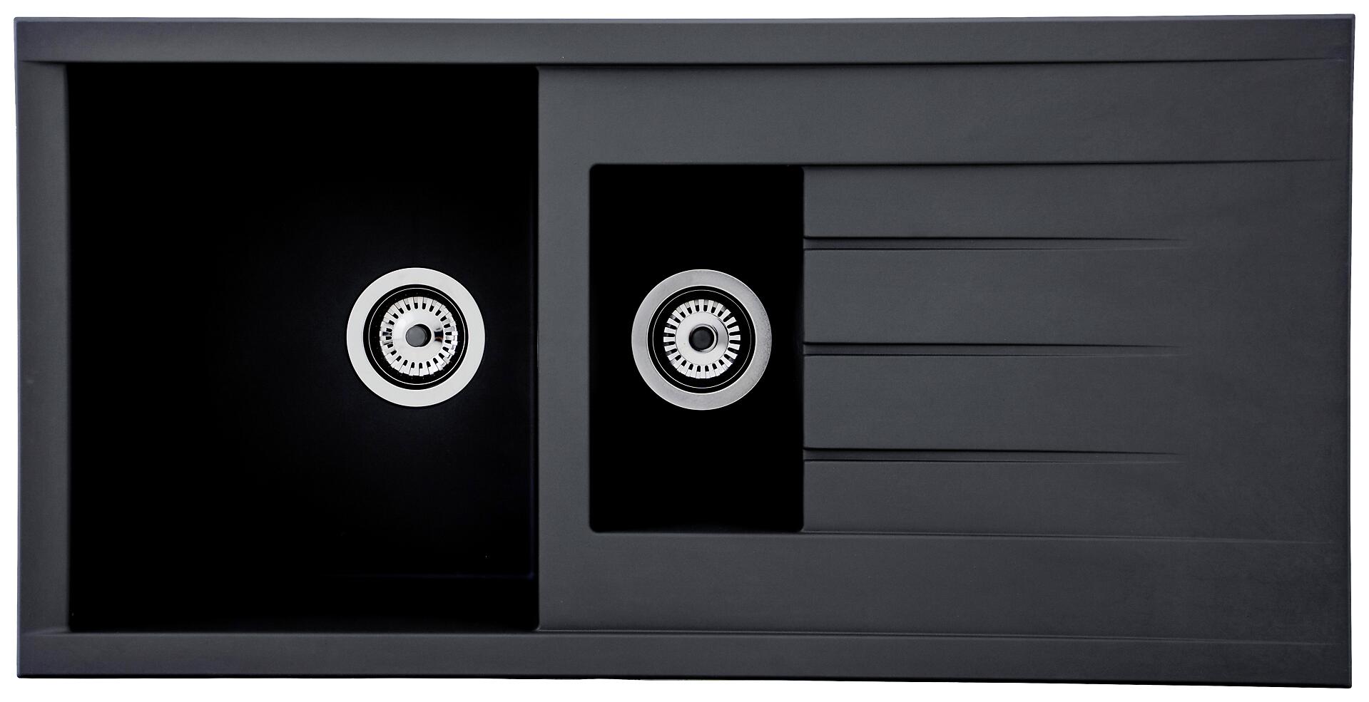 Respekta Einbauspüle Houston 100 x 50 S schwarz Mineralite B/H/T: ca. 100x21x50 cm