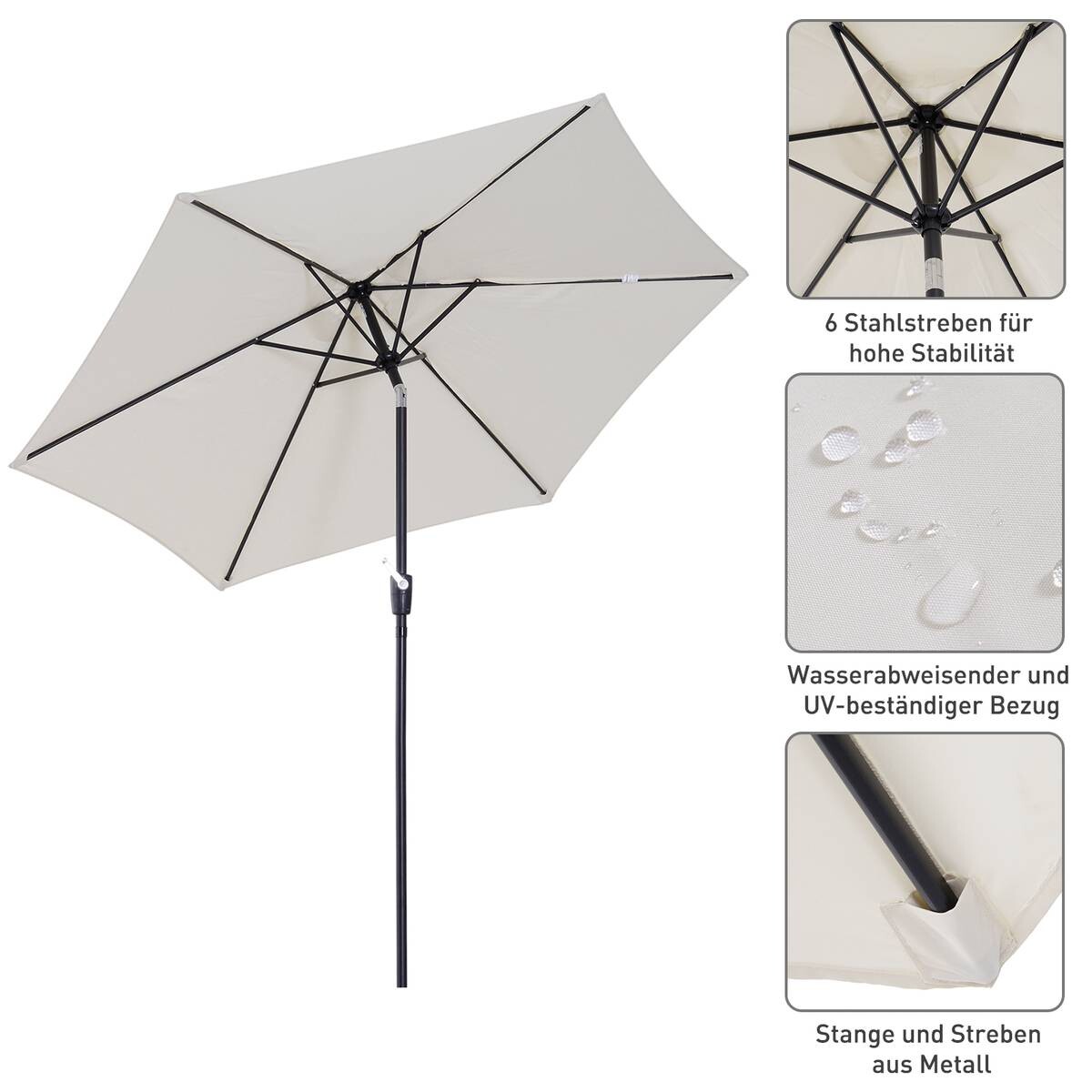 Outsunny Sonnenschirm beige Aluminium B/H/L/S/D: ca. 260x235x260x3,8x270 cm