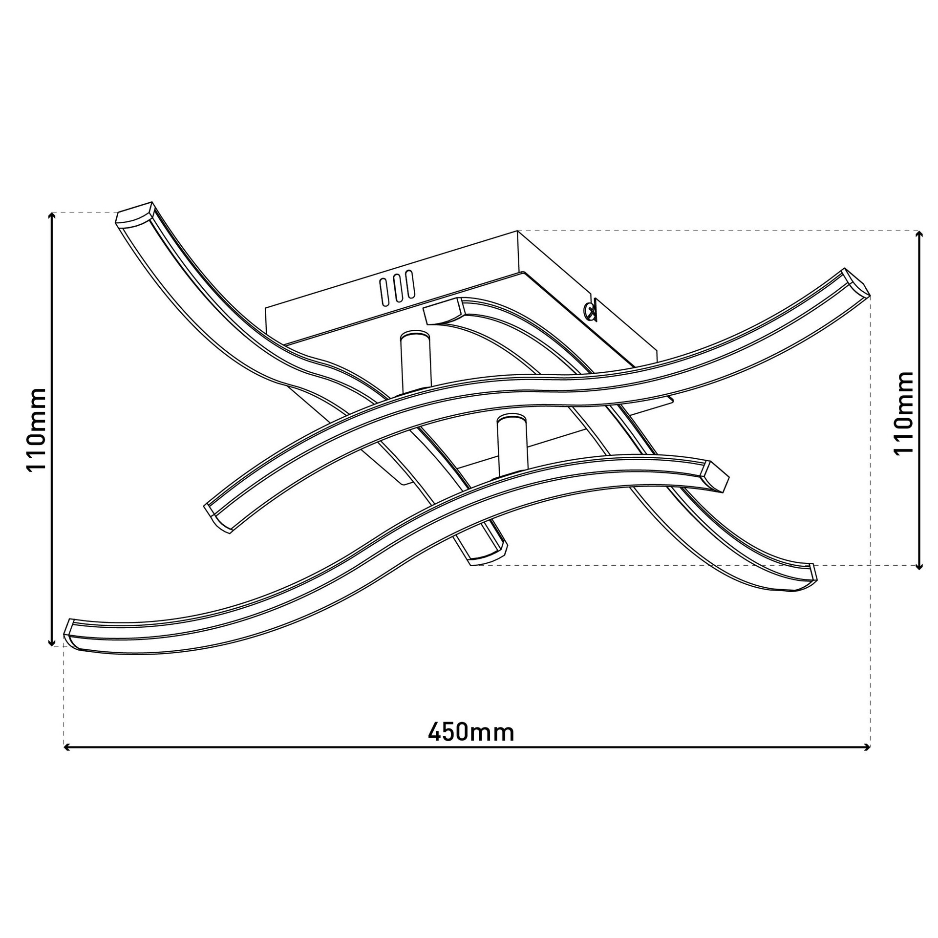 Näve Leuchten Deckenleuchte 1383222 schwarz Kunststoff Metall B/H/T: ca. 45x11x45 cm null 4 Brennstellen