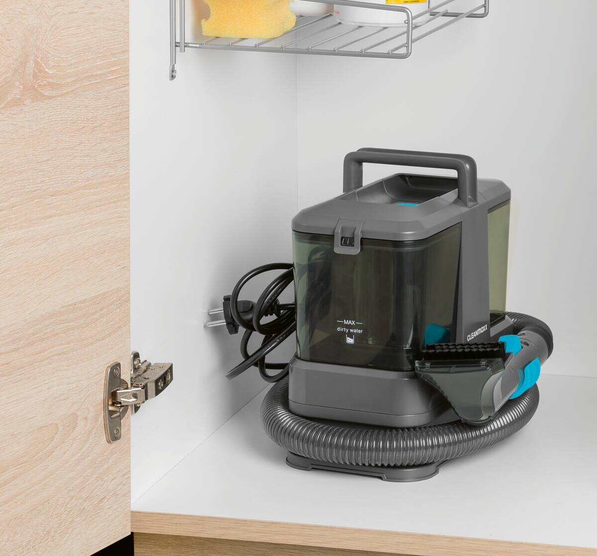 CLEANmaxx Polster -und Teppichreiniger 16382 grau blau Kunststoff B/H/L: ca. 22x27x26 cm ca. 330 W