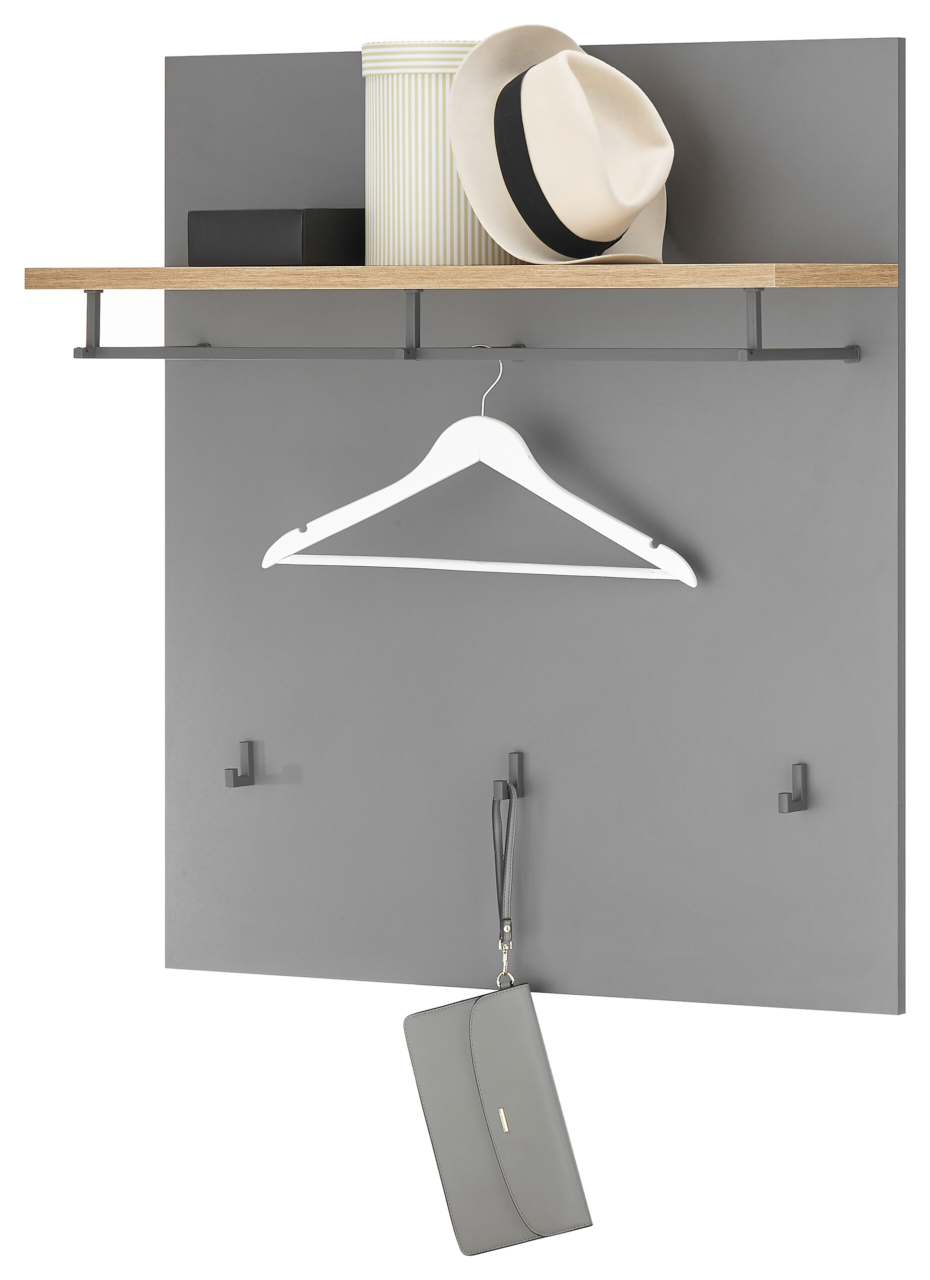 Garderobenpaneel Milan grau Eiche Artisan Nachbildung B/H/T: ca. 858x95x27 cm