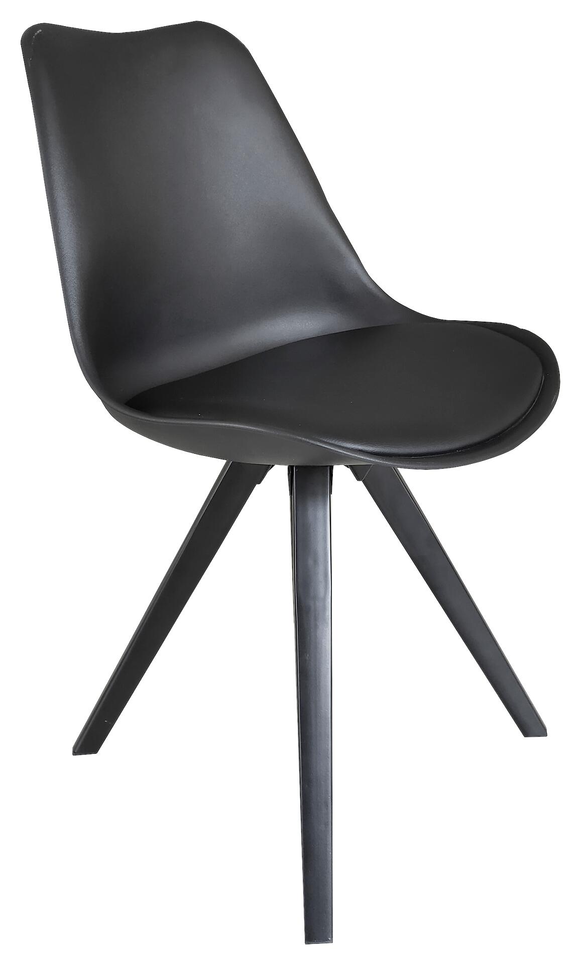 Stuhl KIRA  2er-Set schwarz schwarz schwarz Kunststoff Kunstleder Metall B/H/T: ca. 48x86x55,5 cm