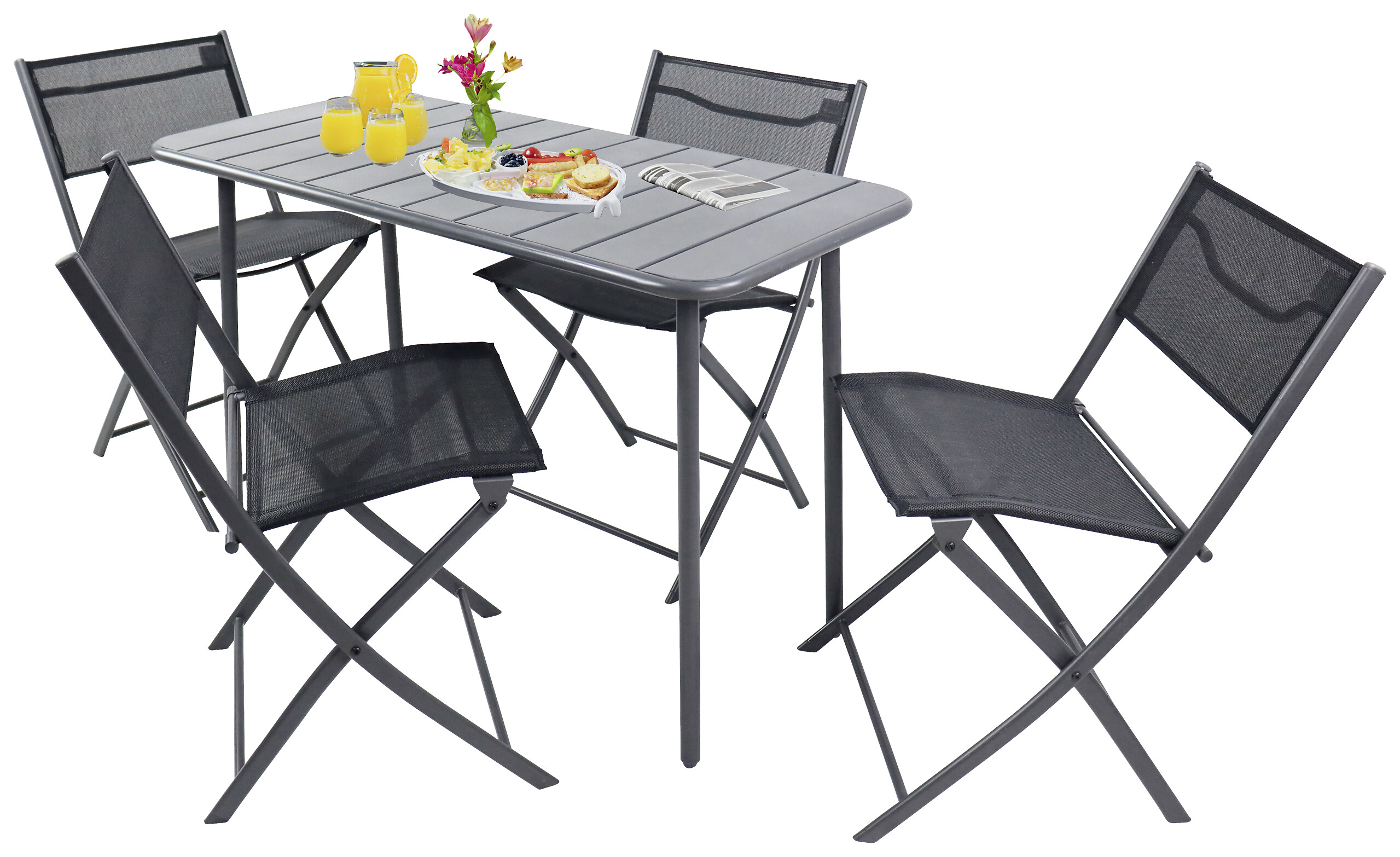 VCM Gartensitzgruppe Sumila schwarz Stahl B/H/L: ca. 45x79x46 cm