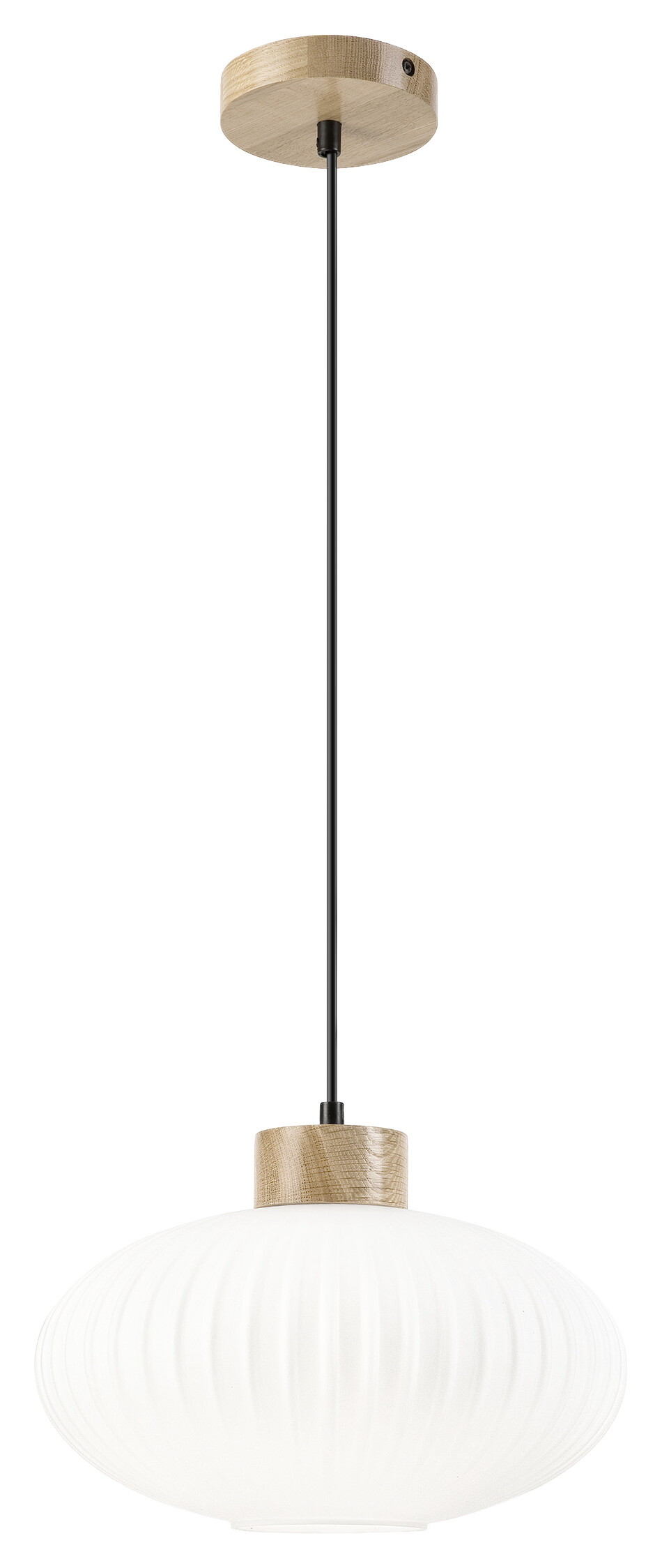 Lamkur Hängeleuchte Harmony Eiche weiß Glas Holz B/H/L: ca. 30x102x30 cm 1.0 Brennstellen