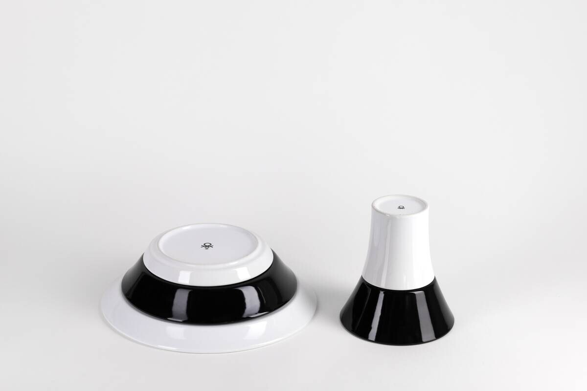 BENETTON Kombiservice Black & white schwarz Steingut 5 tlg.