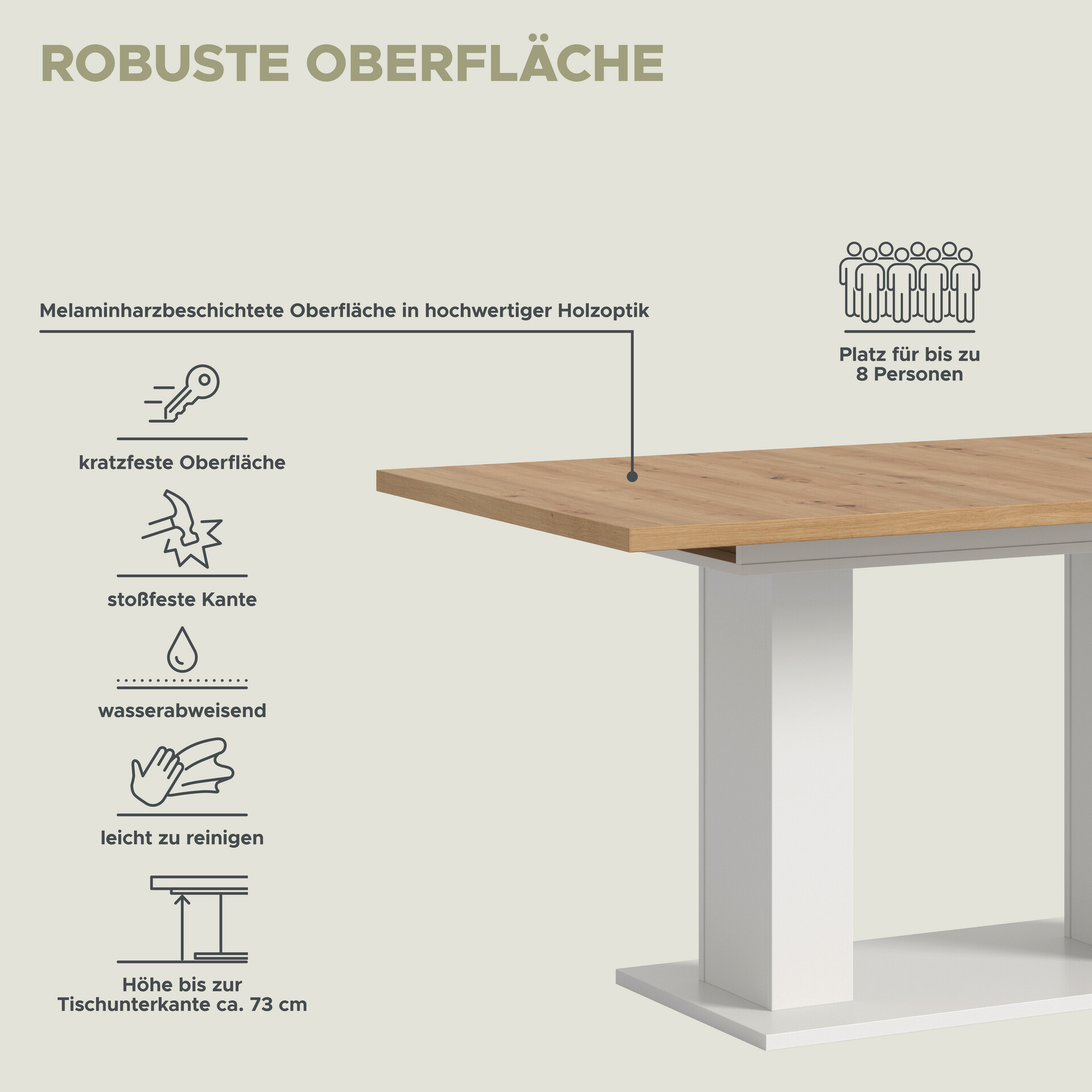 Esstisch MOTION weiß Artisan Nachbildung B/H/T: ca. 150x76x90 cm