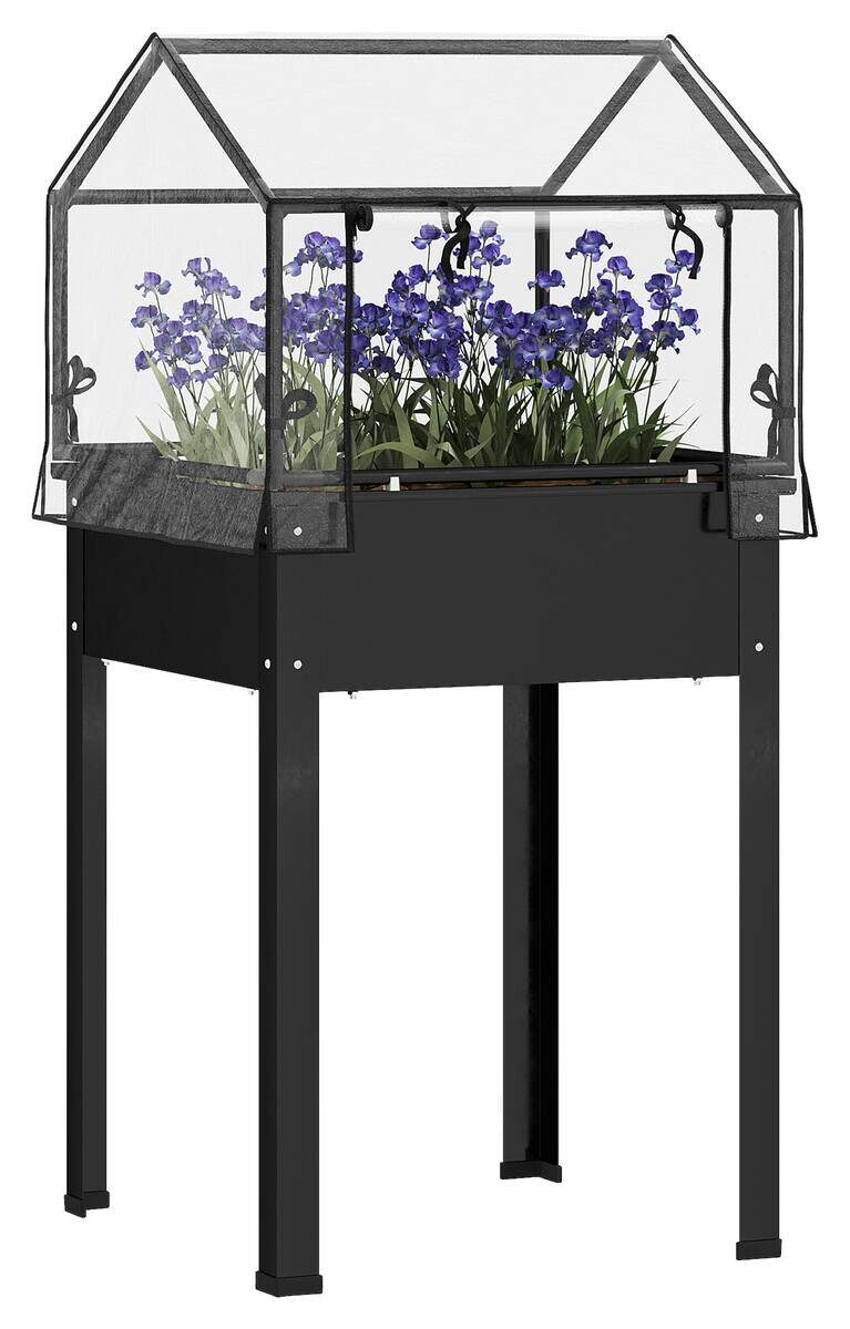 Outsunny Hochbeet schwarz Stahl B/H/L: ca. 60x120x60 cm