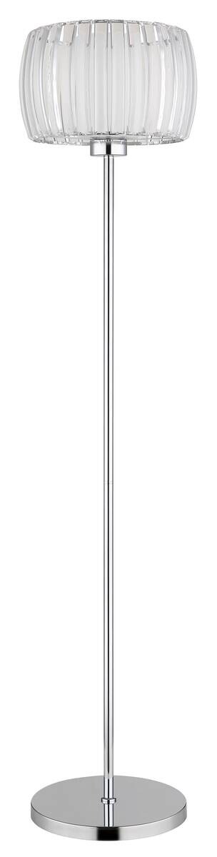 GLOBO Stehleuchte Chrom Opal schwarz Glas Textil Metall H/D: ca. 150x32,5 cm E27 1 Brennstellen