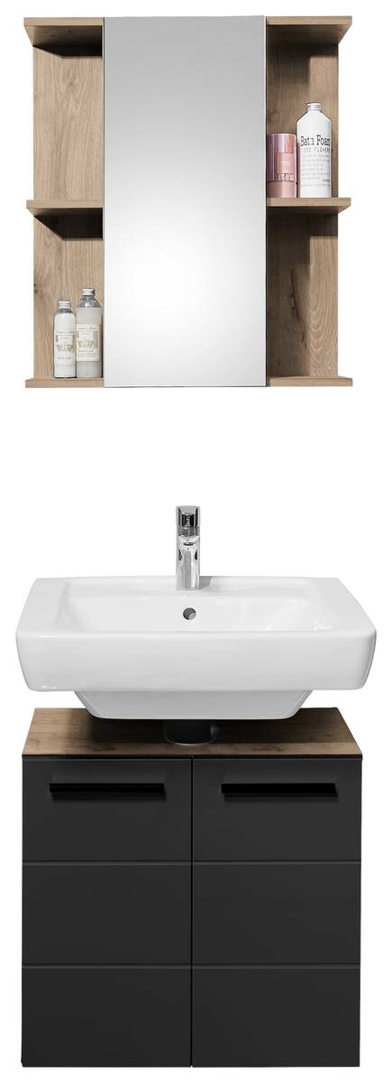 Spiegelschrank Vista Oak Eiche Viking Nachbildung schwarz matt B/H/T: ca. 60x71x20 cm