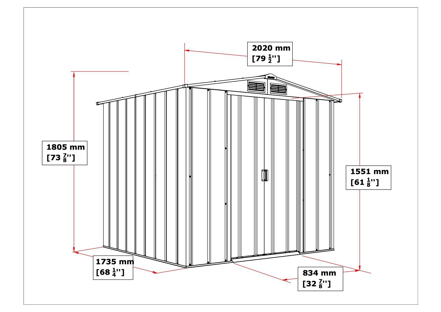VCM Gerätehaus anthrazit B/H/L: ca. 202x181x174 cm