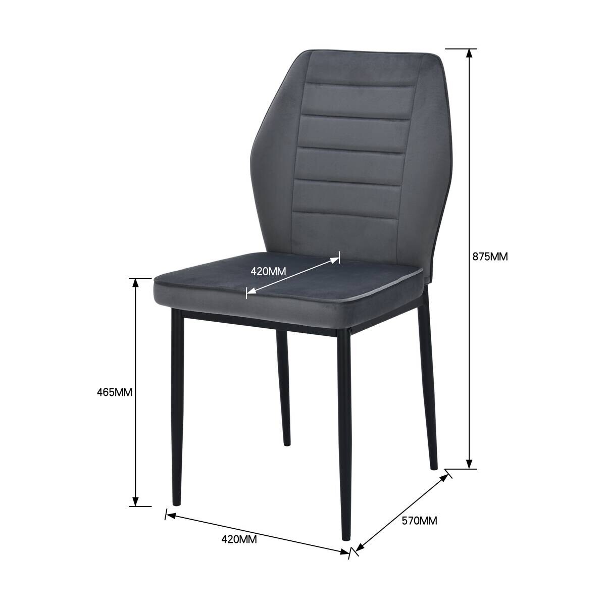 Stuhl Jimmy dunkelgrau Samtoptik B/H/T: ca. 42x87,5x57 cm