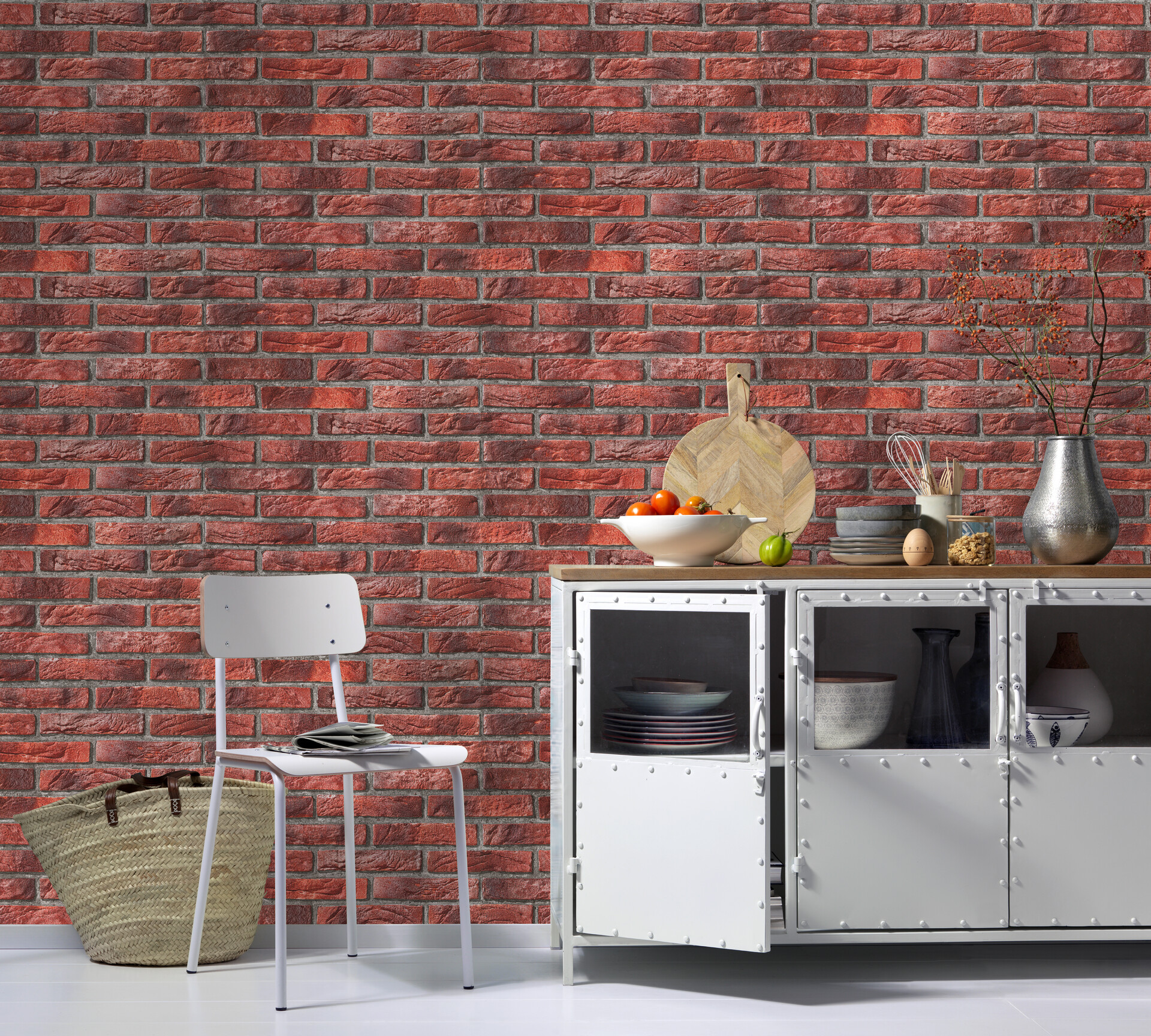 Papiertapete Steinoptik rot B/L: ca. 53x1005 cm