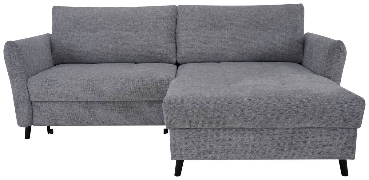 Ecksofa mit Bettfunktion und Bettkasten grau Microfaser B/H/T: ca. 235x90x159 cm