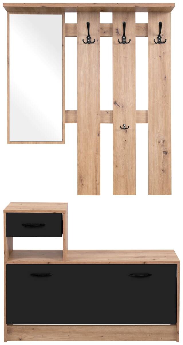 Garderobe Rudolf Eiche Artisan Nachbildung schwarz B/H/T: ca. 100x180x25 cm