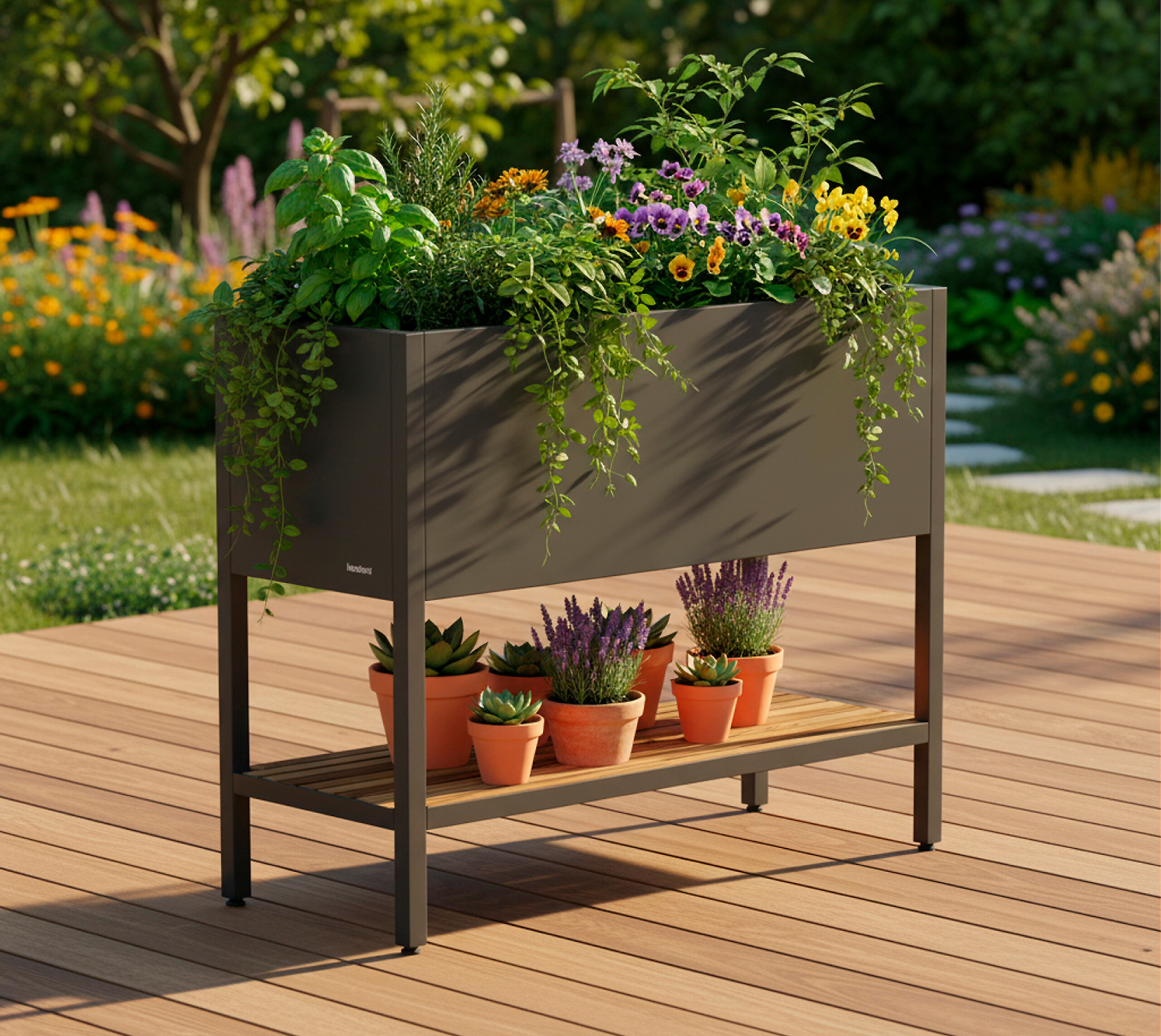 Herstera Garden Hochbeet Deco anthrazit Stahl B/H/L: ca. 100x80x40 cm