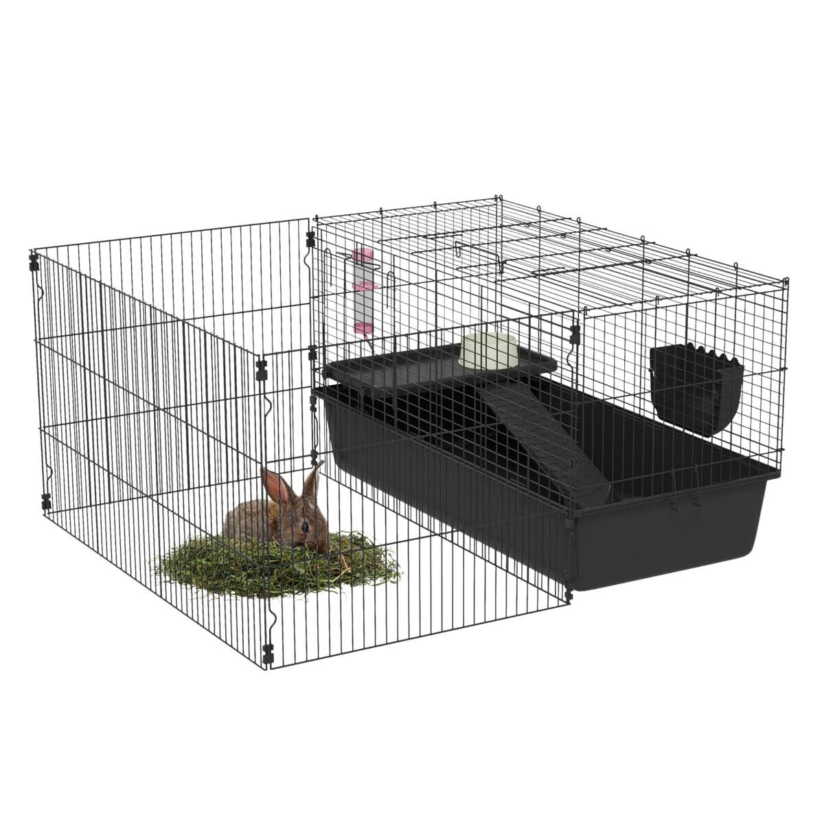 PawHut Kleintierkäfig schwarz Stahl B/H/L: ca. 99x54x112,5 cm