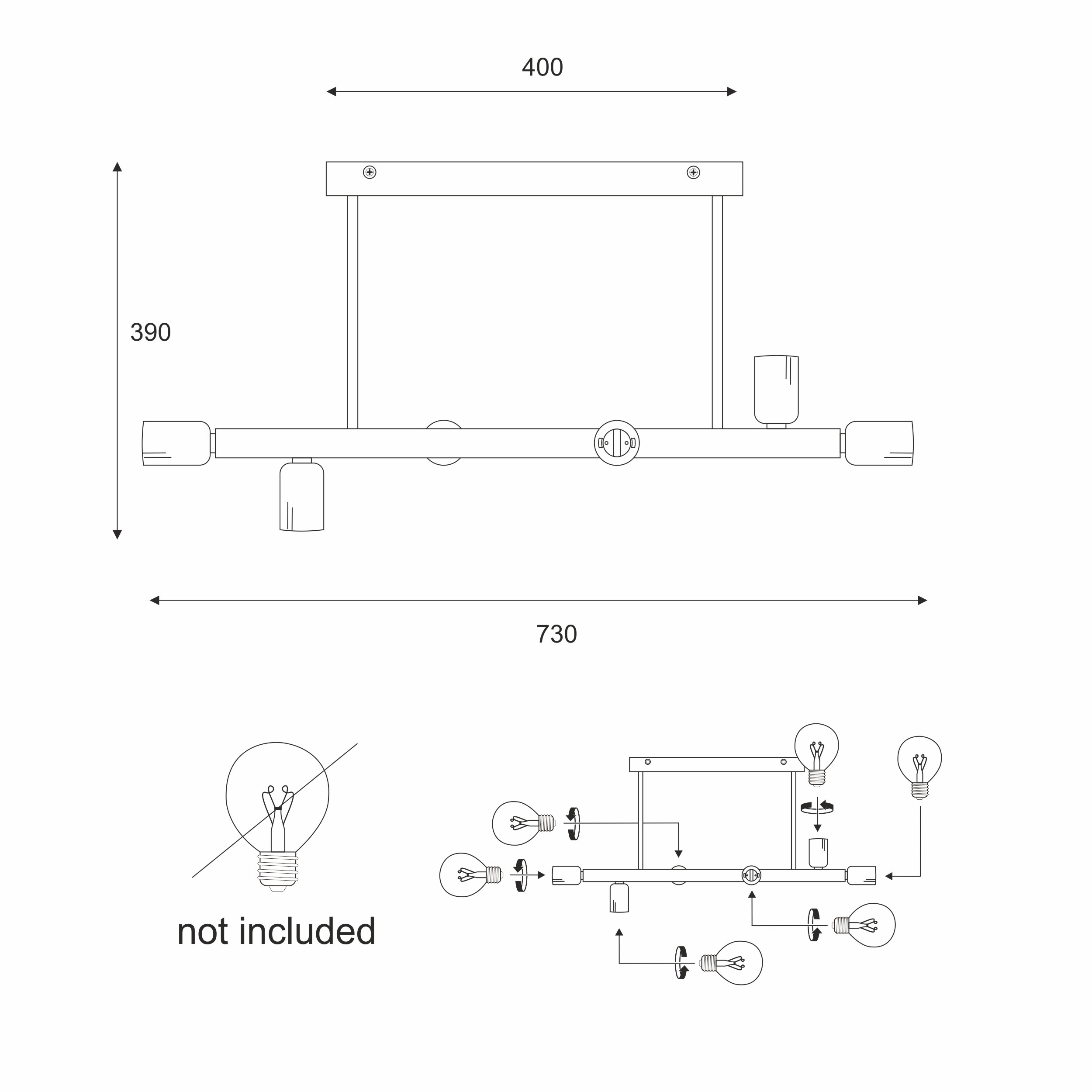 Lamkur Deckenleuchte gold Stahl B/H/L: ca. 73x39x73 cm E27 6 Brennstellen