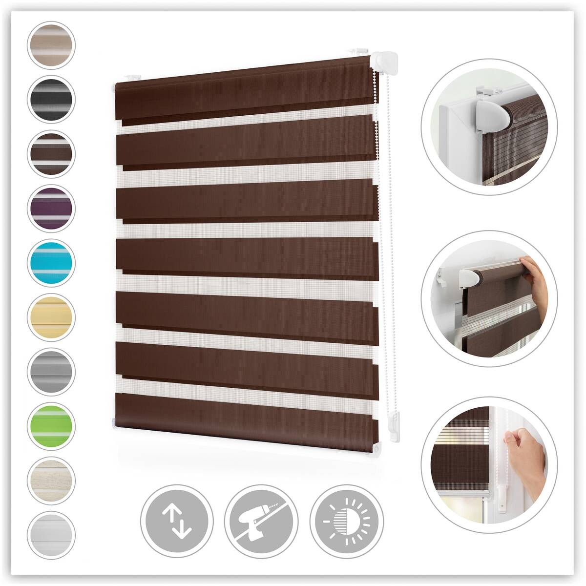 LICHTBLICK Doppelrollo Duo dunkelbraun B/L: ca. 70x220 cm