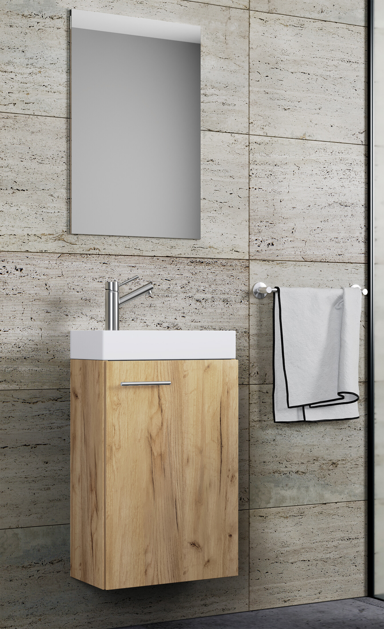 Waschplatz 3tlg-Slito Eiche Honig Nachbildung weiß B/H/T: ca. 41x69,5x22 cm Waschplatz 3tlg-Slito Eiche Honig Nachbildung weiß B/H/T: ca. 41x69,5x22 cm