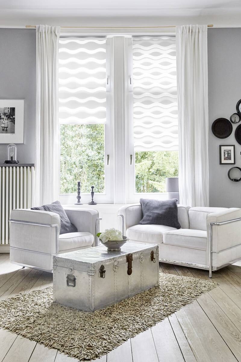 LICHTBLICK Doppelrollo Duo Welle weiß B/L: ca. 60x150 cm