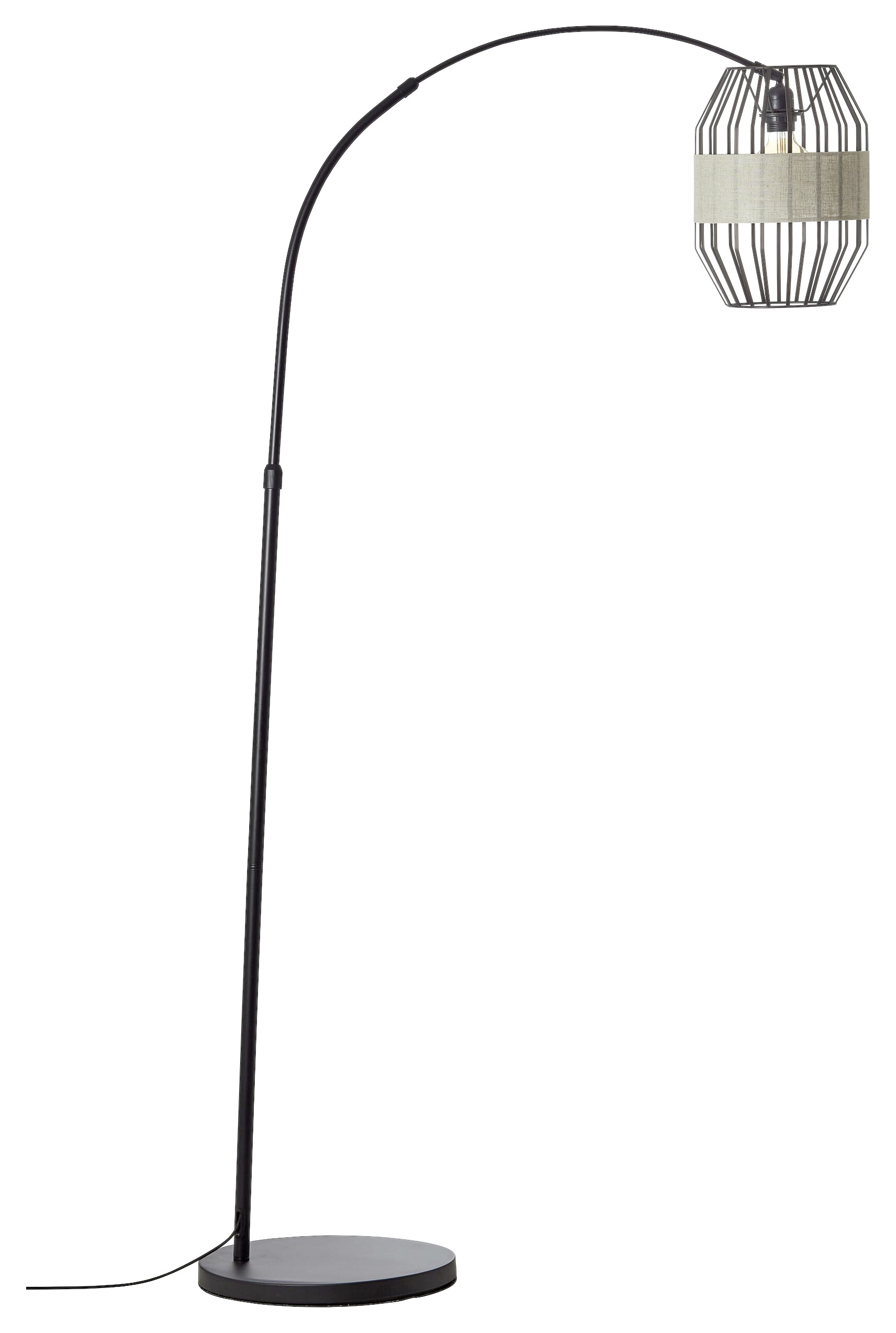 Brilliant Stehleuchte Slope 93149/76 schwarz natur Metall Textil B/H/T: ca. 36x171x110 cm E27 1 Brennstellen