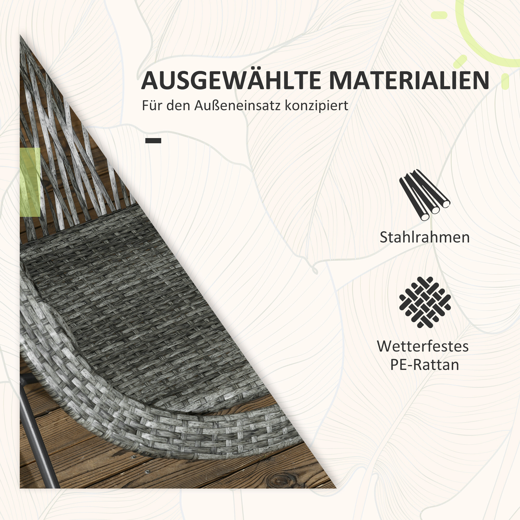 Outsunny Bistro-Set grau Kunststoff B/H/L: ca. 77x78x76 cm