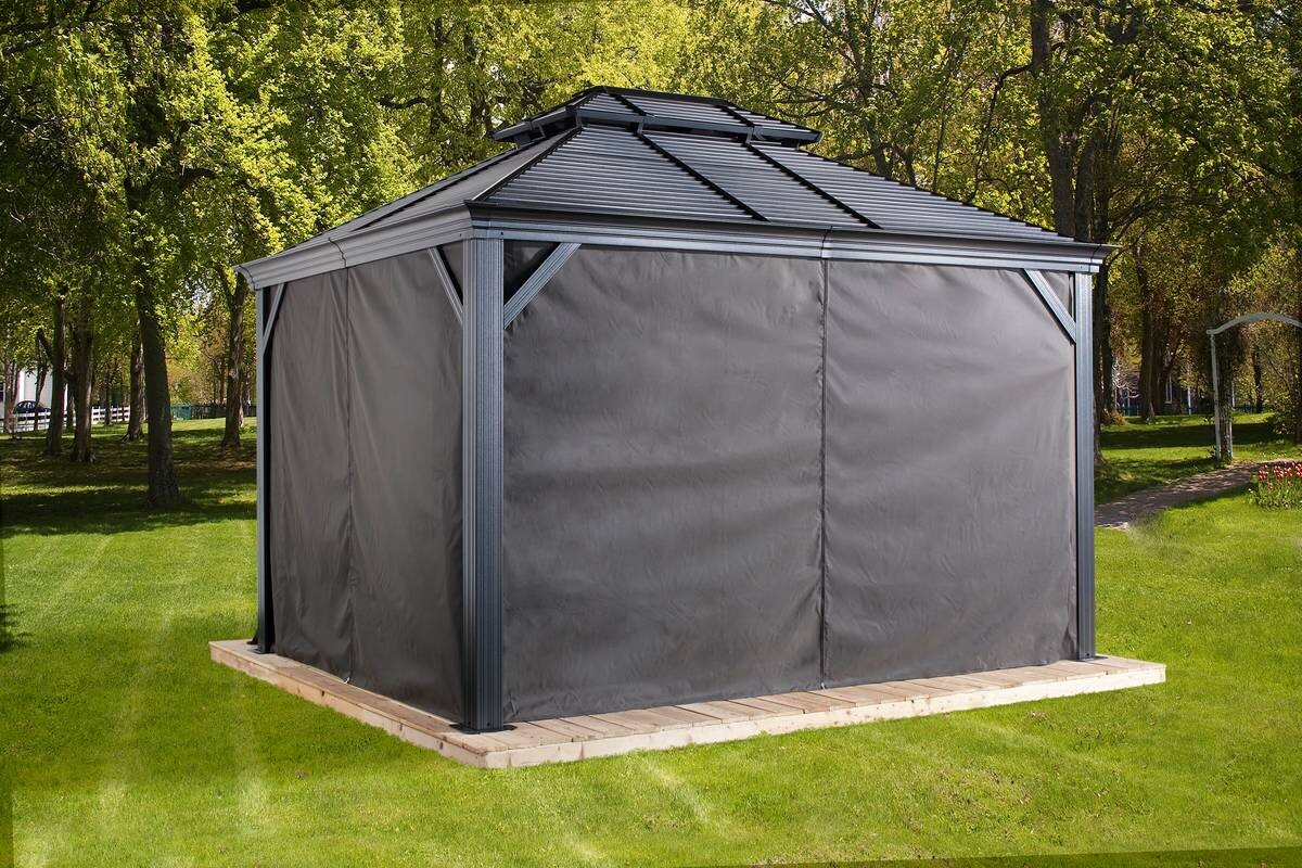 Sojag Pavillon-Vorhang-Set Mykonos/Moreno dunkelgrau Polyester B/T: ca. 380x254 cm