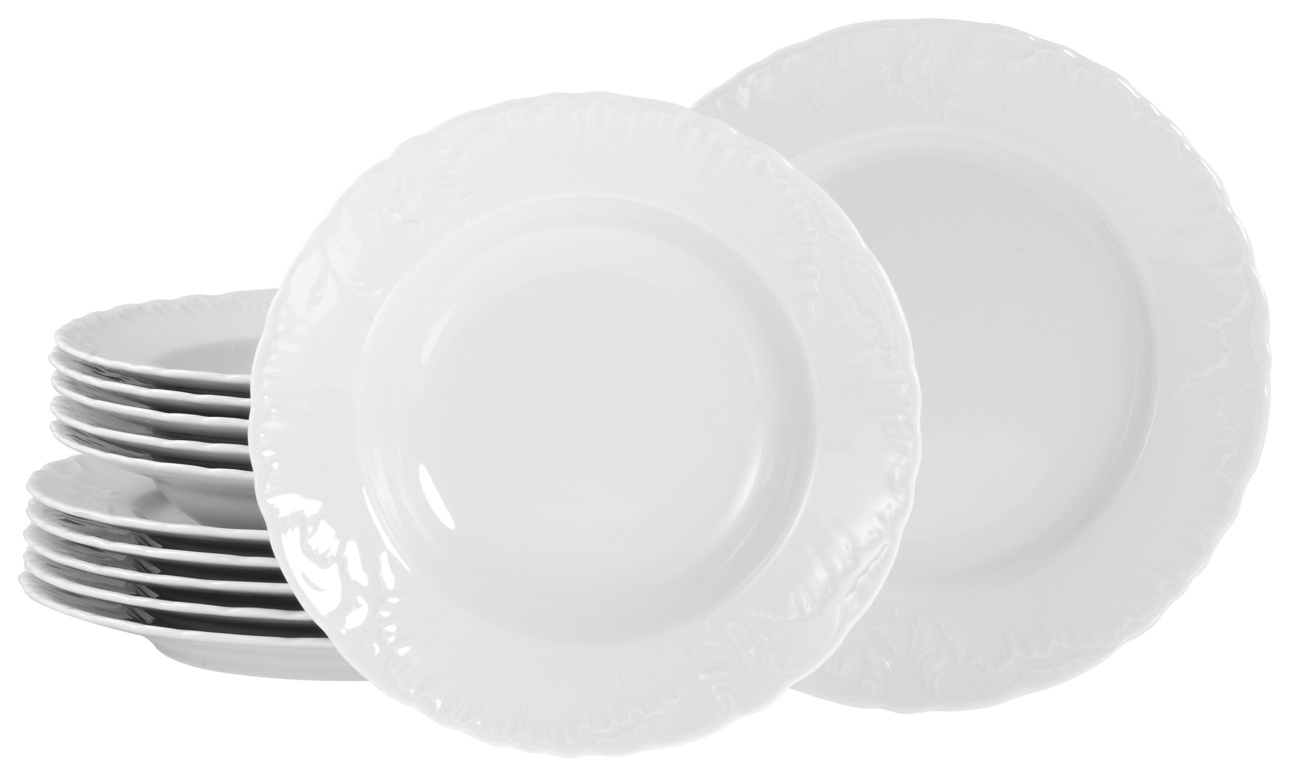 CreaTable Tafelservice Rokoko weiß Porzellan 12 tlg.