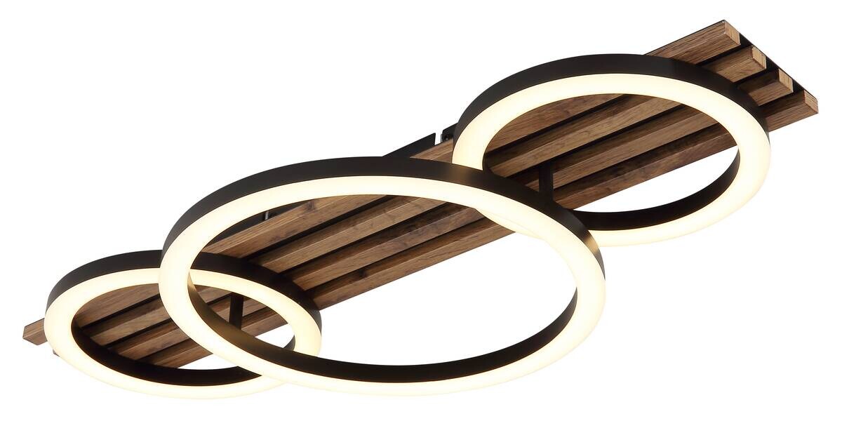 GLOBO Deckenleuchte Opal mattschwarz Metall MDF B/H/D: ca. 62x9,5x30 cm 1 Brennstellen