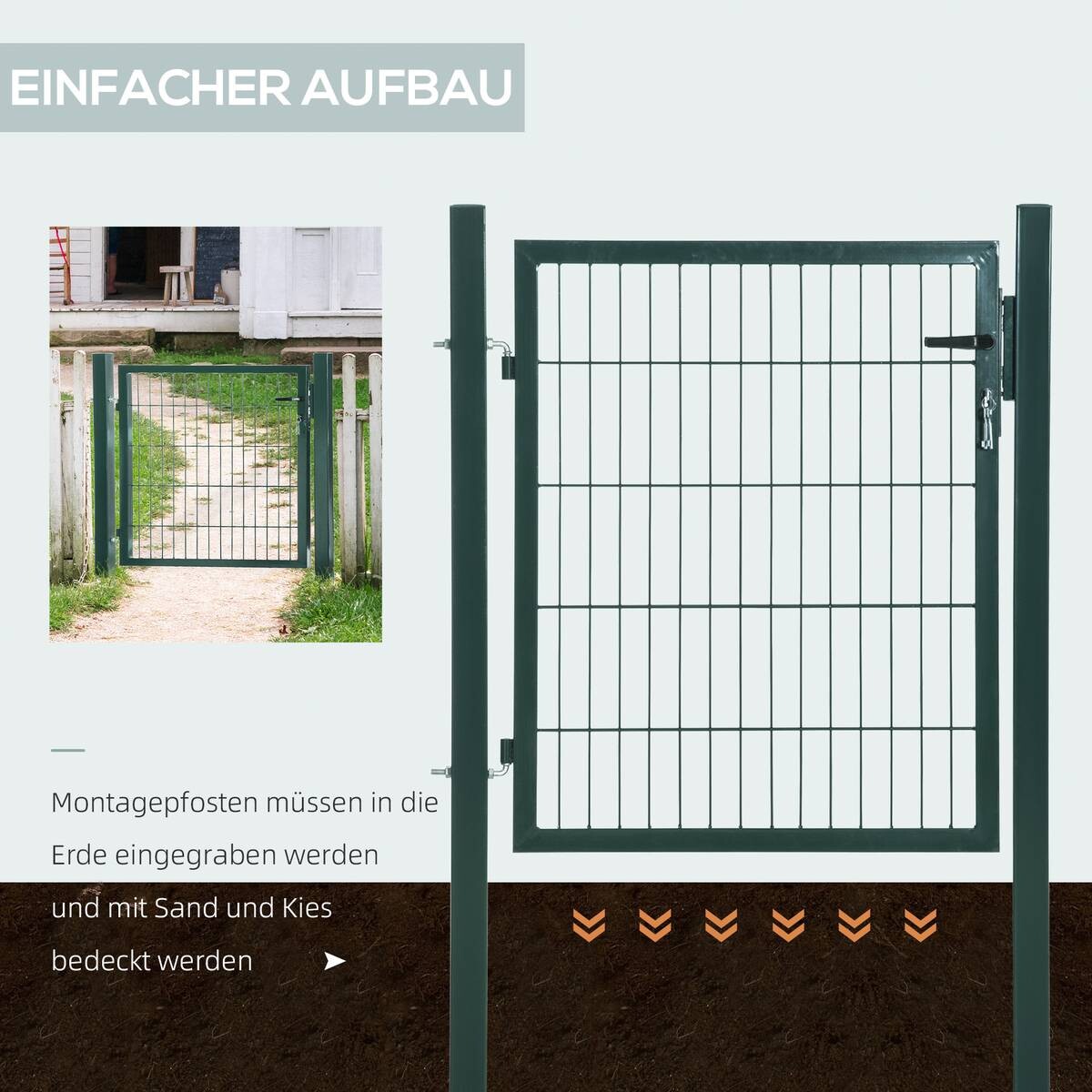 HOMCOM Gartentor grün PVC B/L: ca. 150x97 cm