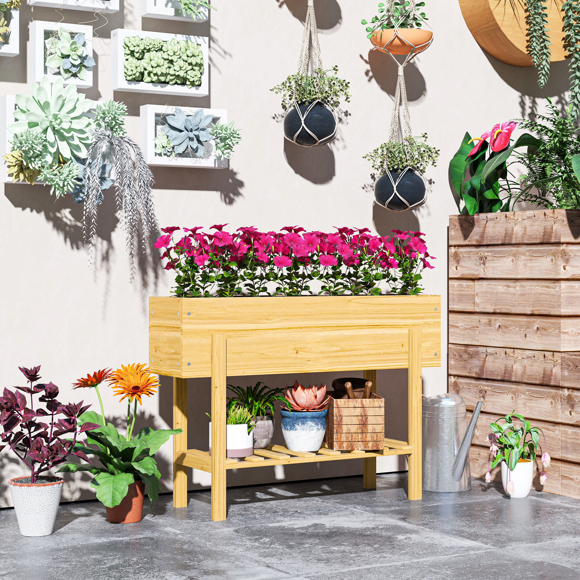 Outsunny Hochbeet natur B/H/L: ca. 30x70,5x100 cm