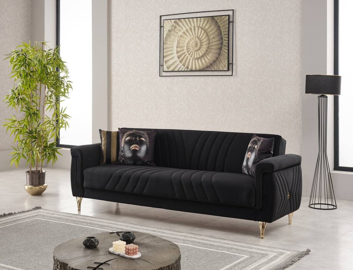 Schlafsofa Lozan schwarz Microfaser B/H/T: ca. 230x86x84 cm