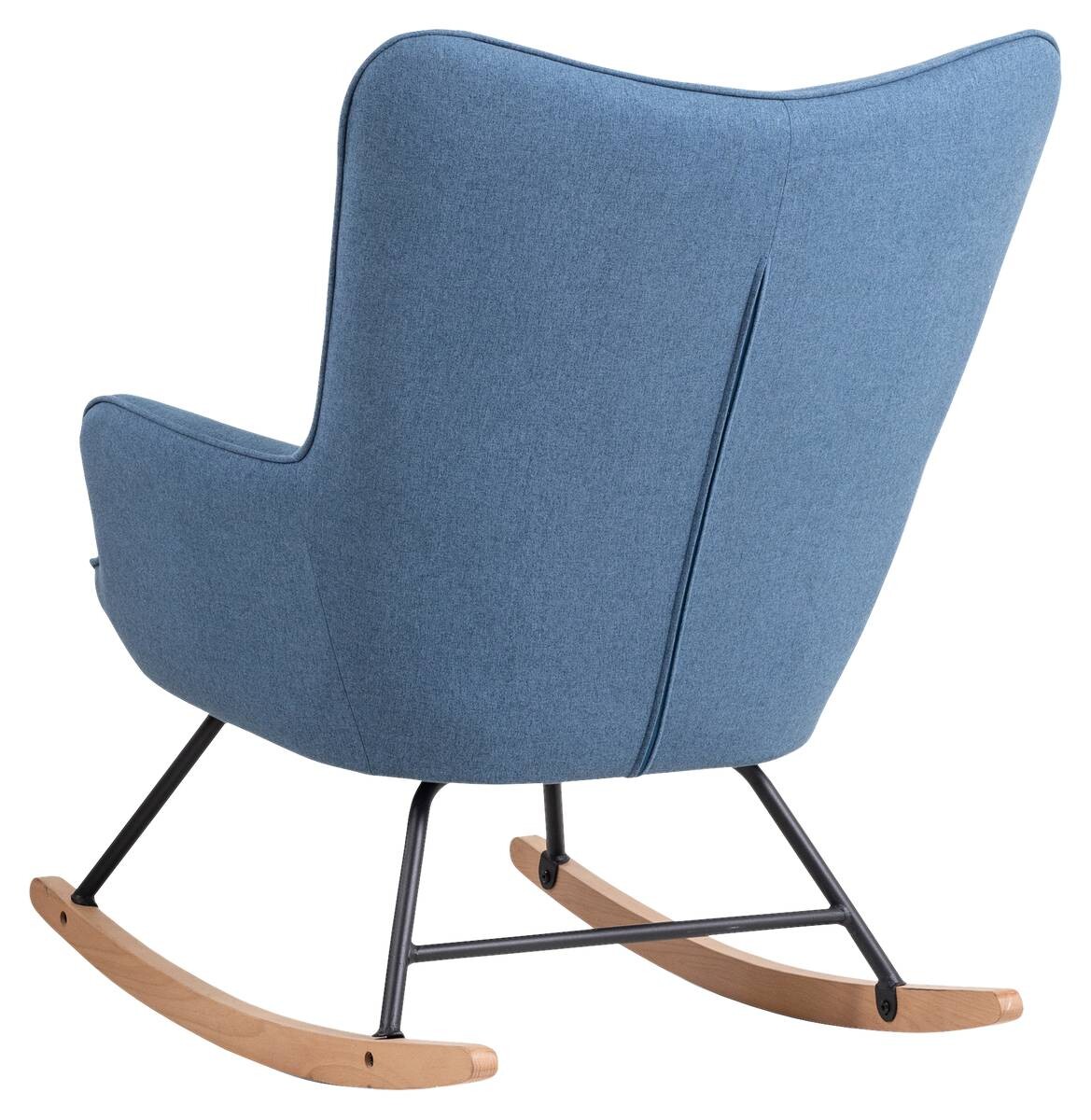 byLIVING Schaukelstuhl RICHIE blau schwarz natur Webstoff Metall Buche B/H/T: ca. 72x92x92 cm