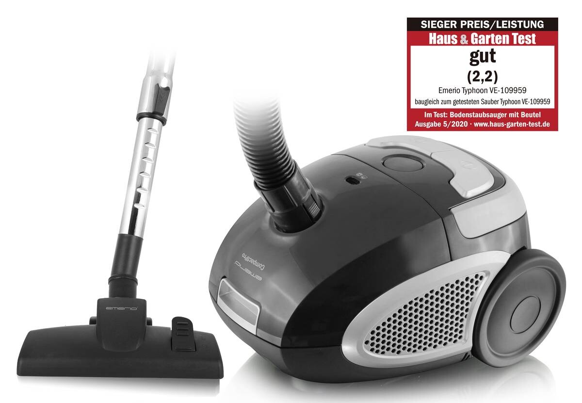 Emerio Bodenstaubsauger VE-109959.14 schwarz grau Kunststoff Metall B/H/L: ca. 25x20x32 cm
