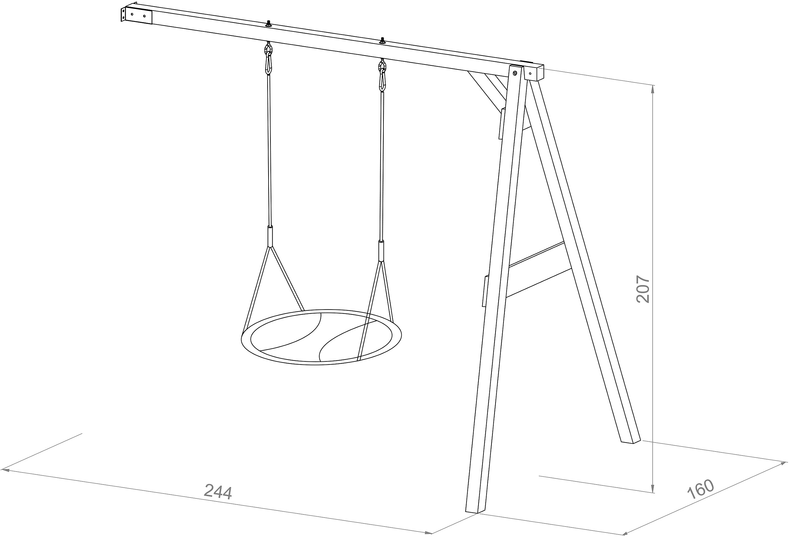 AXI Nest-Anbauschaukel Summer braun B/H/L/D: ca. 244x207x160x100 cm