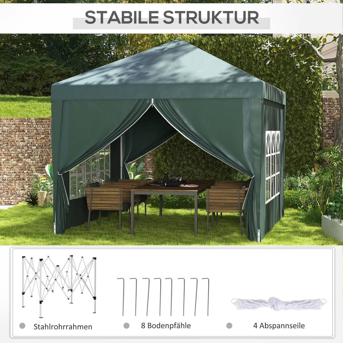 Outsunny Pavillon grün Polyester B/H/L: ca. 2,95x2,58x2,95 cm