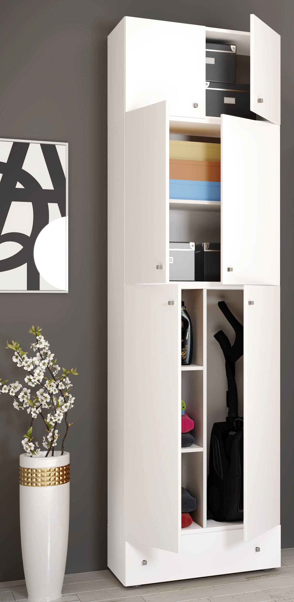 Putzschrank Lona weiß B/H/T: ca. 70x240x39 cm Putzschrank Lona weiß B/H/T: ca. 70x240x39 cm