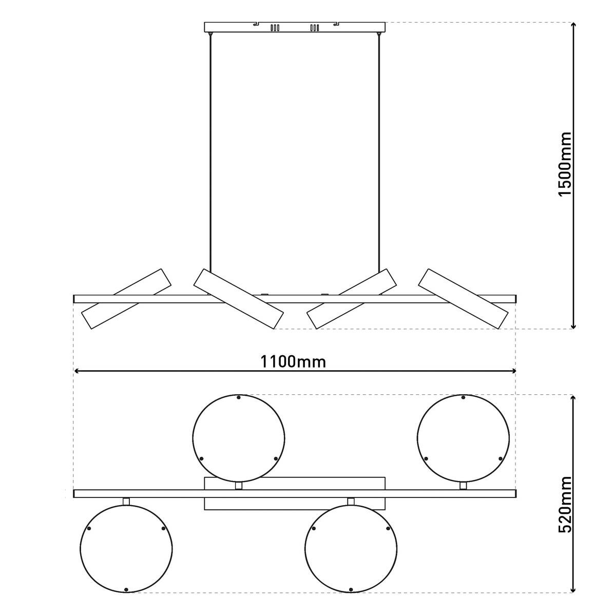 Näve Leuchten LED-Pendelleuchte beige Kunststoff Metall B/H/T: ca. 110x150x52 cm