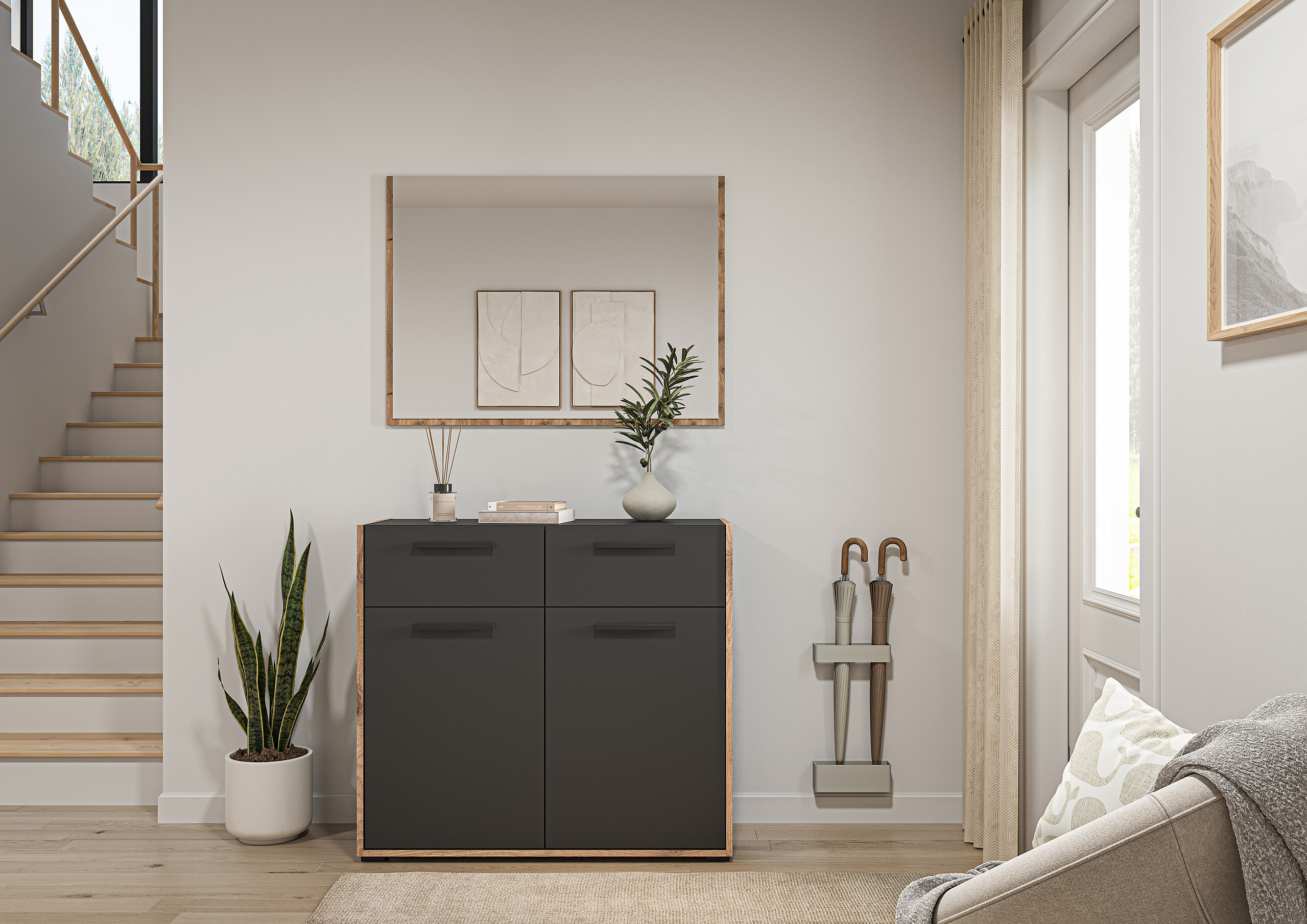 Garderobe Bueno Basalt Nox Oak Nachbildung B/H/T: ca. 95x189x37 cm Garderobe Bueno Basalt Nox Oak Nachbildung B/H/T: ca. 95x189x37 cm