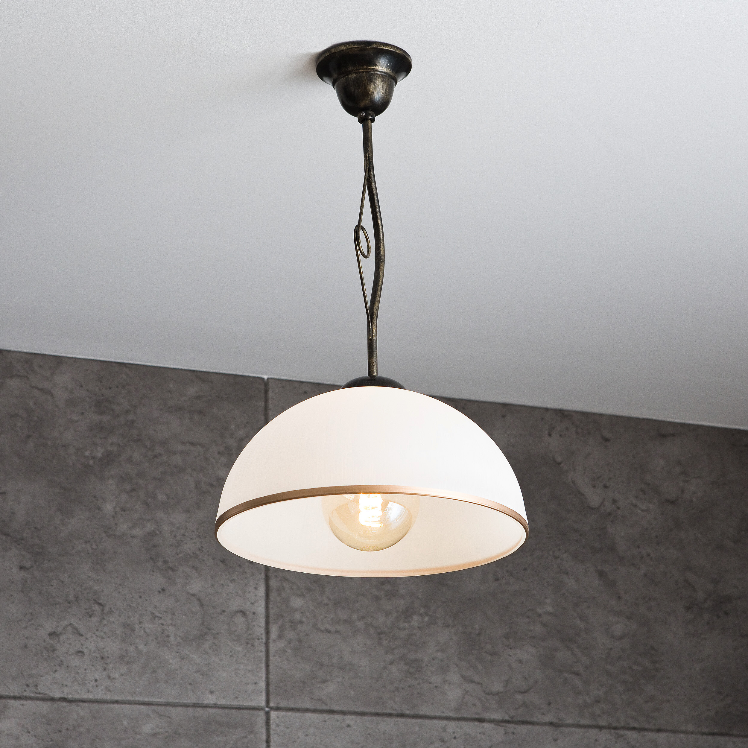 Lamkur Deckenleuchte Retro schwarz Glas Stahl B/H/L: ca. 32,5x45x32,5 cm E27 1 Brennstellen