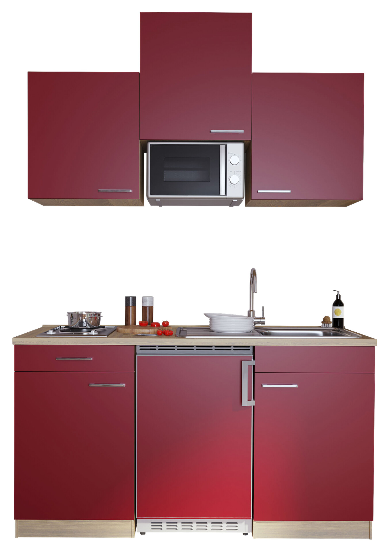 Respekta Singleküche Economy rot matt B/H/T: ca. 150x200x60 cm